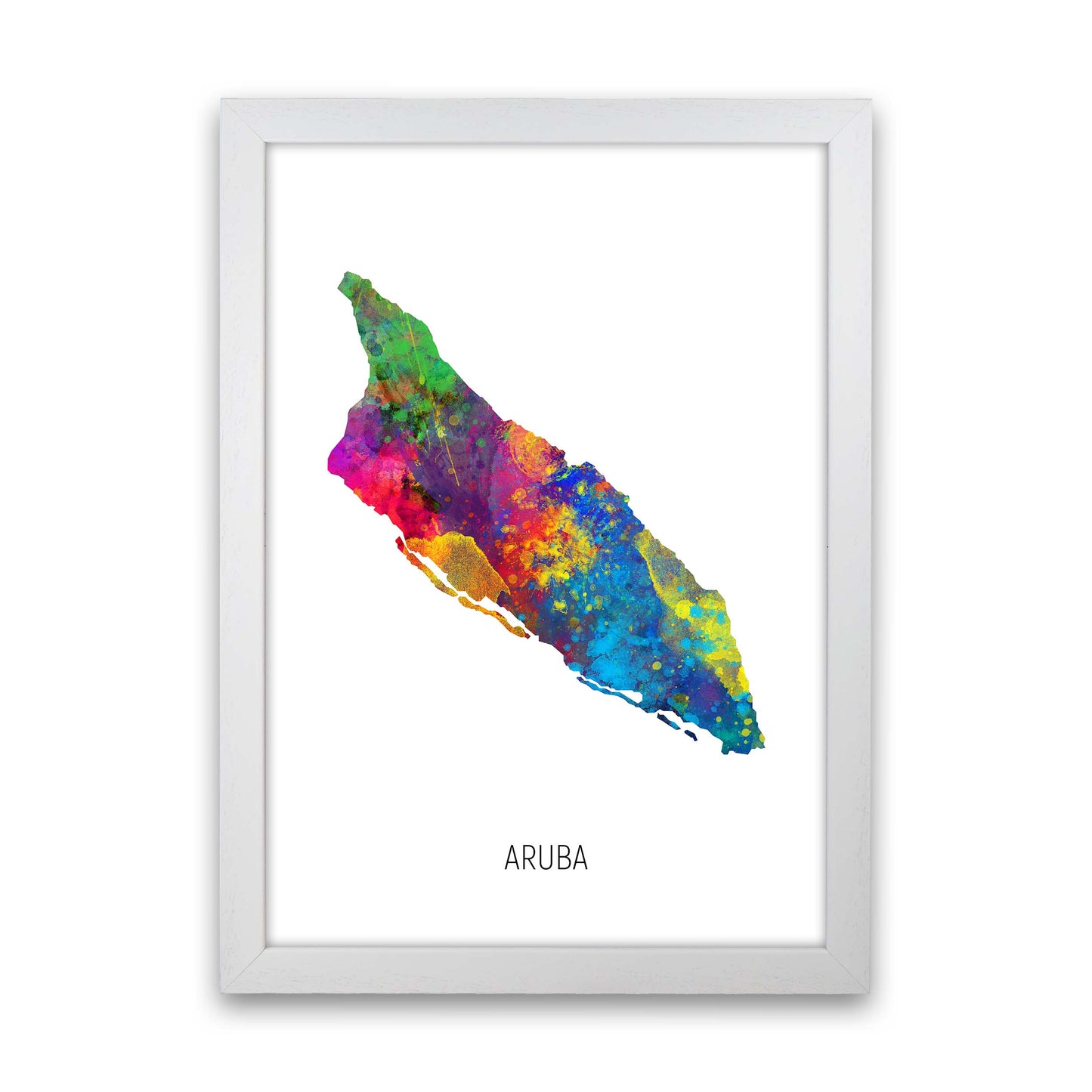 Aruba Watercolour Map Art Print by Michael Tompsett White Grain