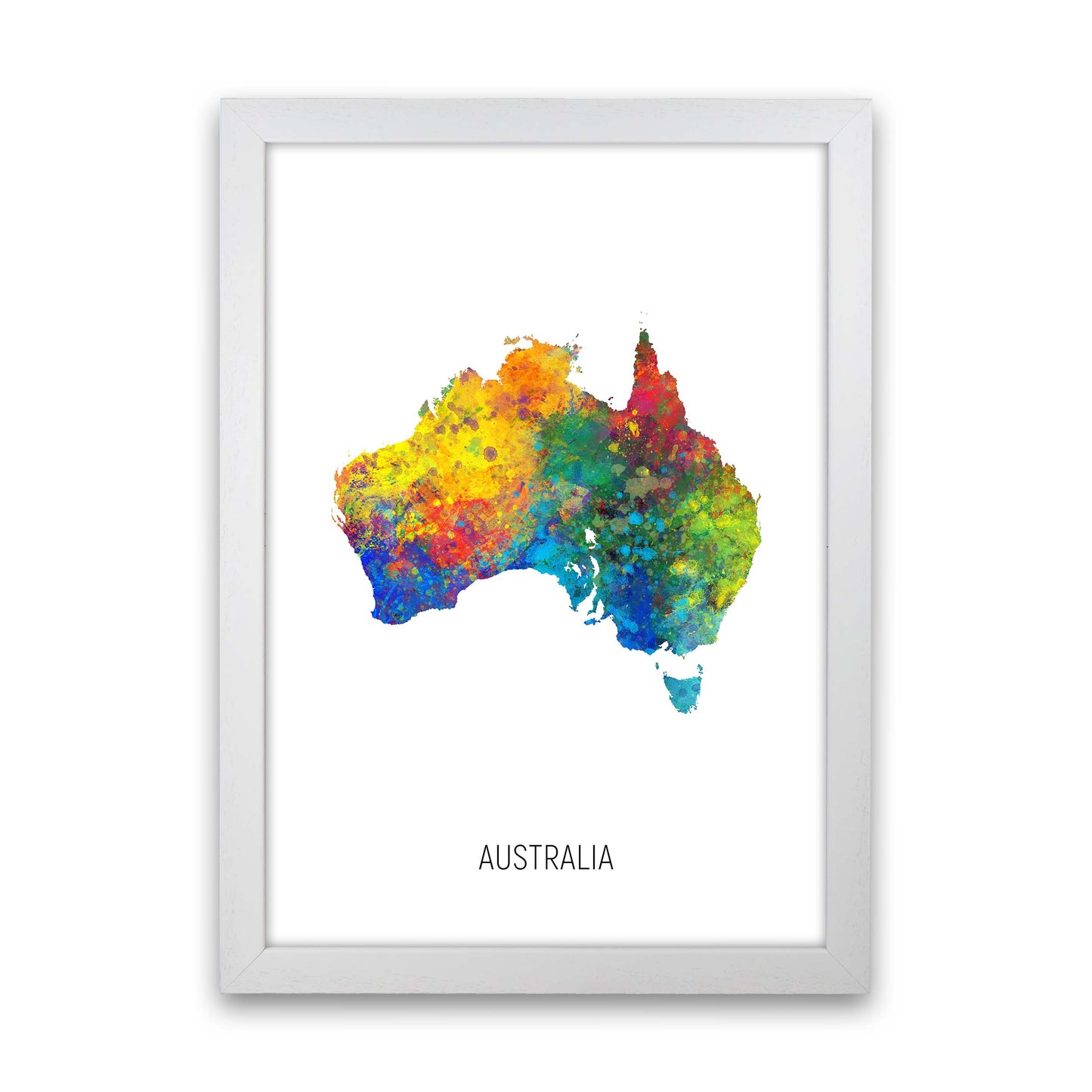Australia Watercolour Map Art Print by Michael Tompsett White Grain