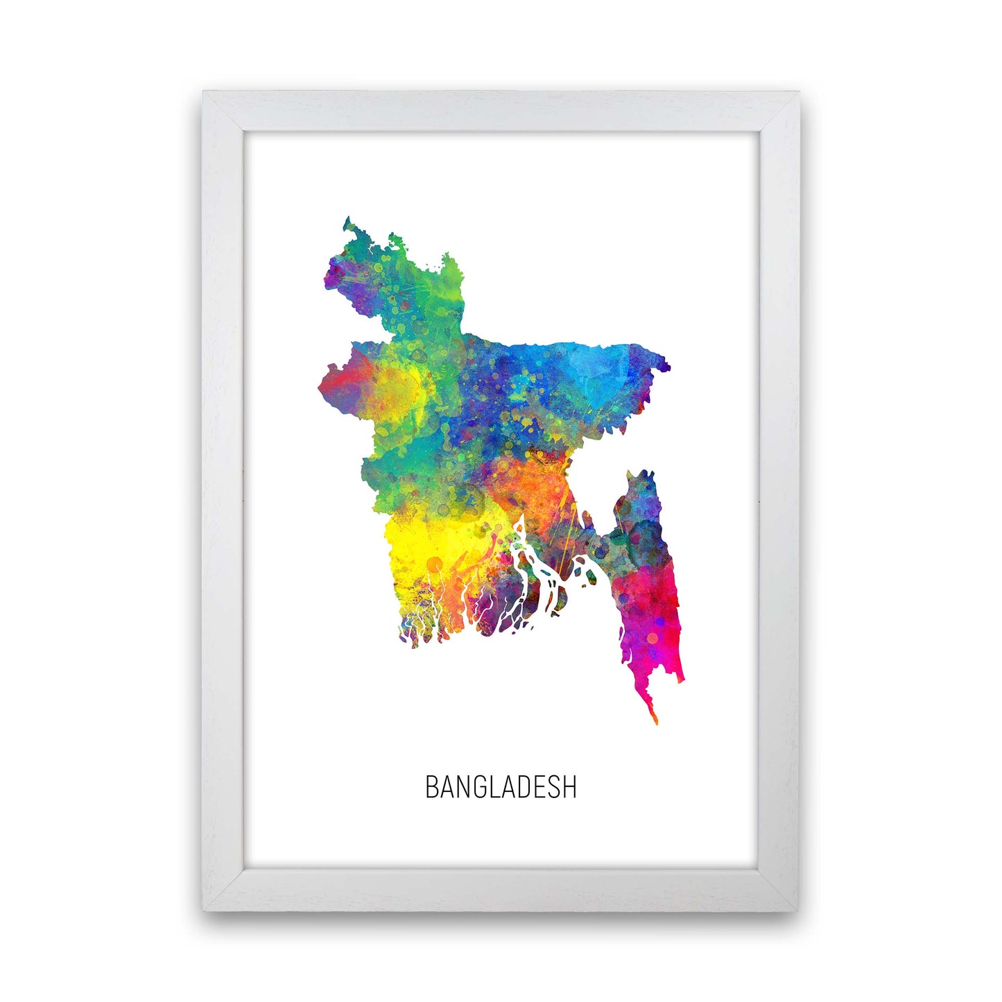 Bangladesh Watercolour Map Art Print by Michael Tompsett White Grain