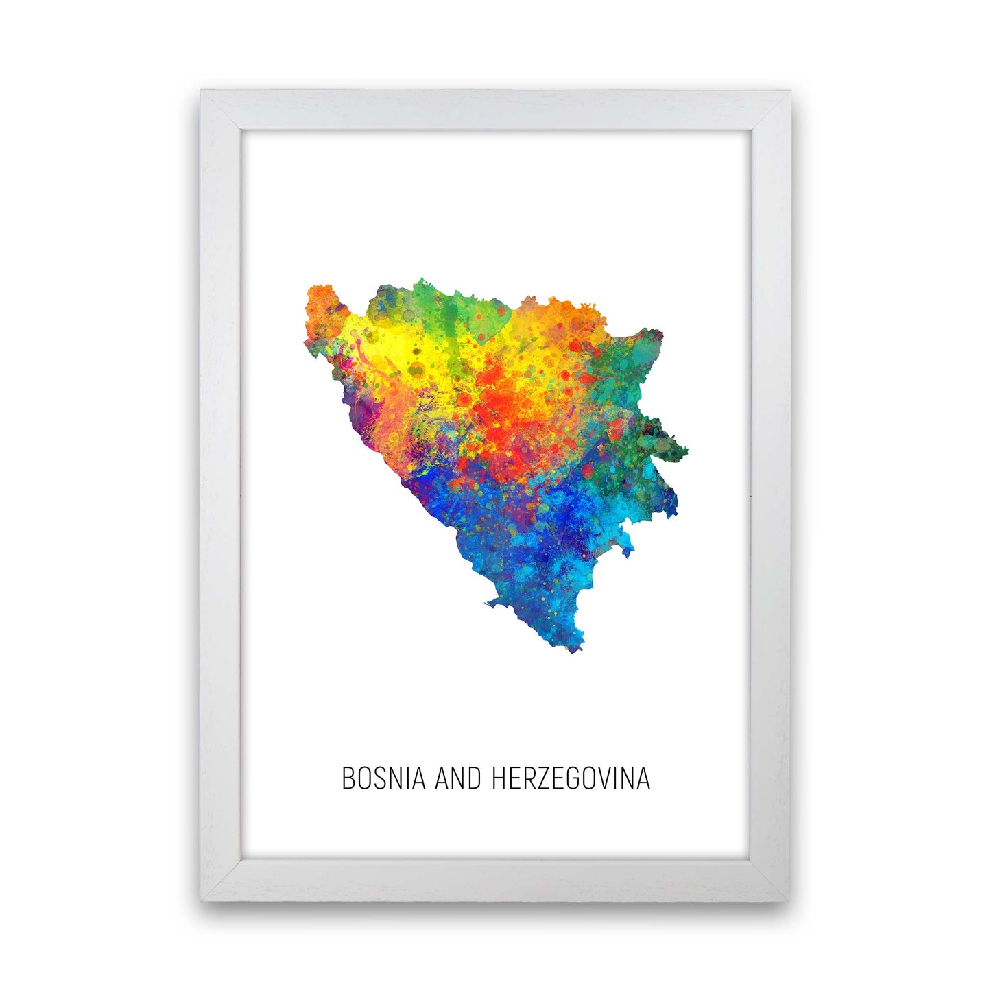 Bosnia And Herzegovina Watercolour Map by Michael Tompsett White Grain