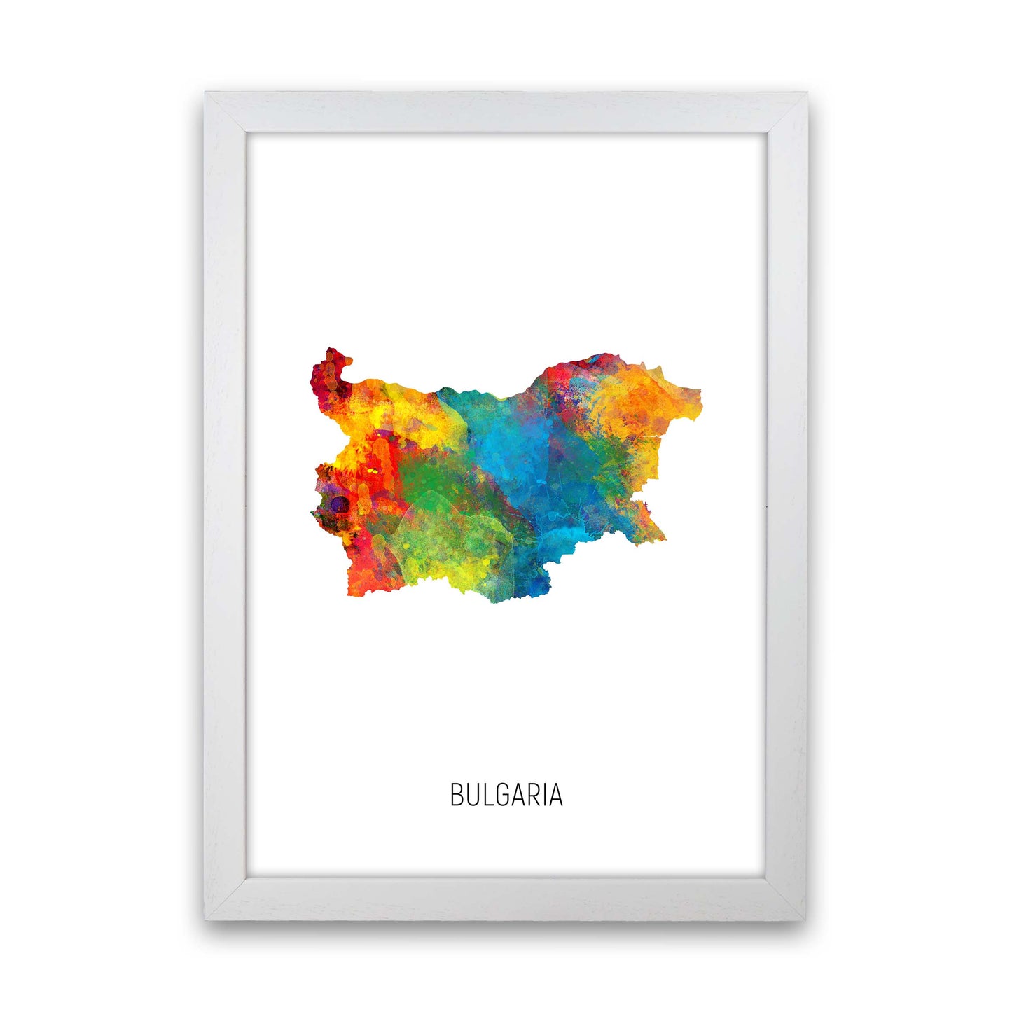 Bulgaria Watercolour Map Art Print by Michael Tompsett White Grain