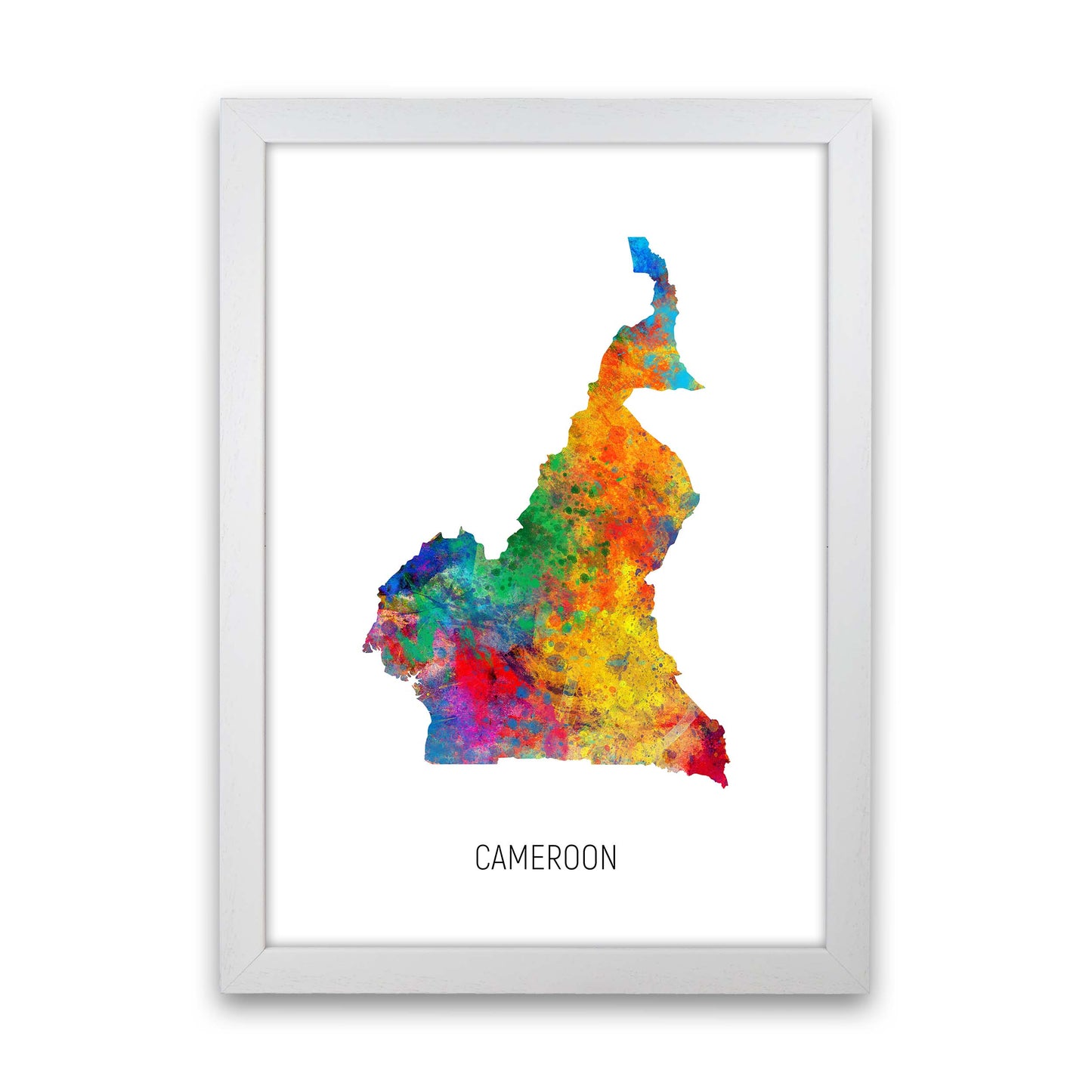 Cameroon Watercolour Map Art Print by Michael Tompsett White Grain