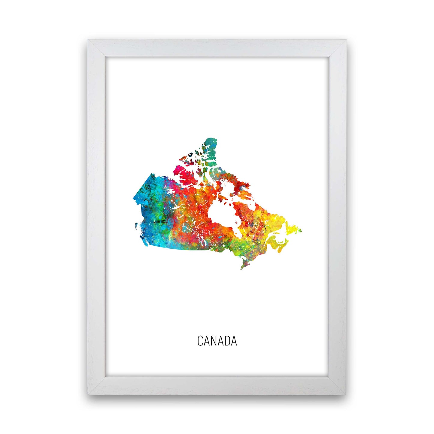 Canada Watercolour Map Art Print by Michael Tompsett White Grain