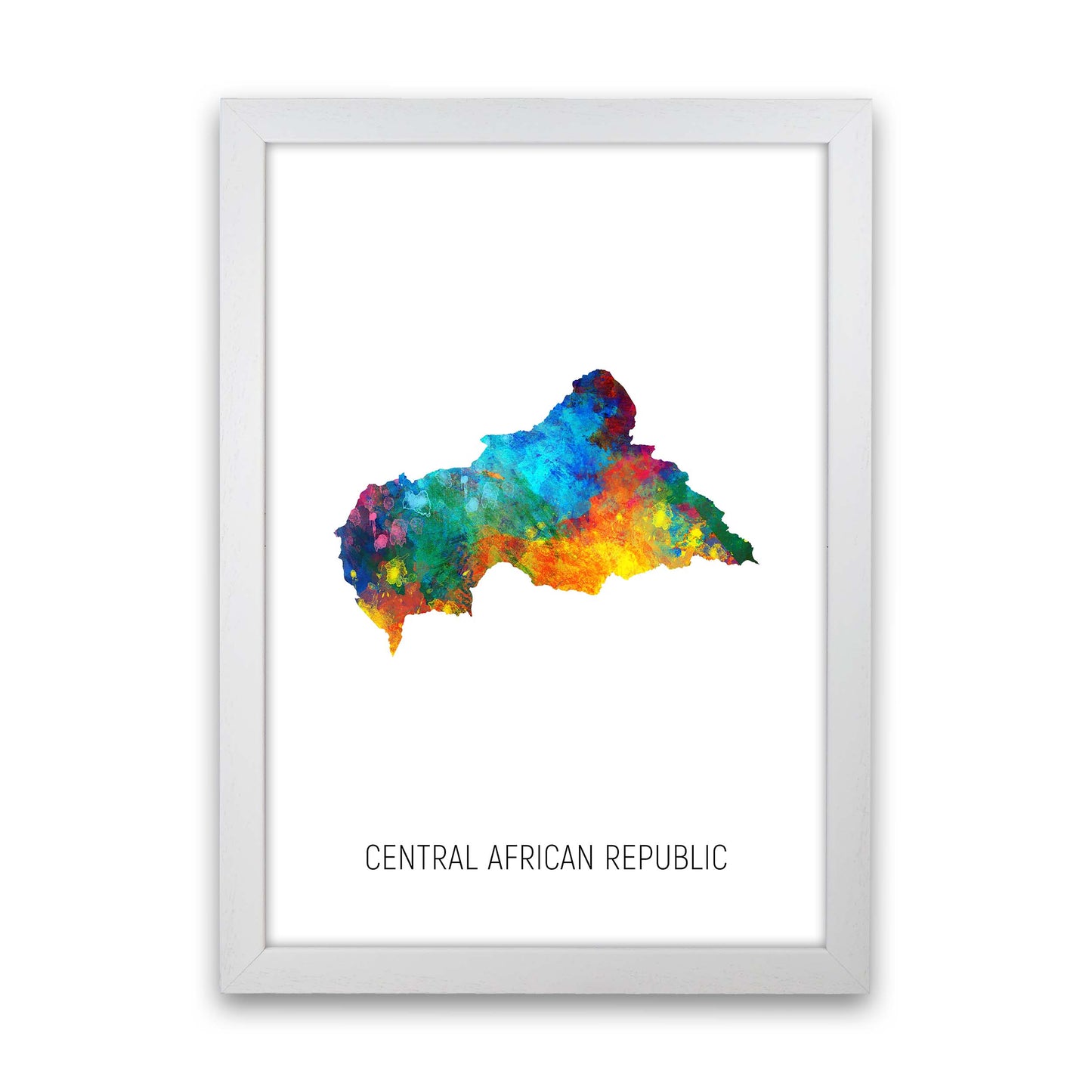 Central African Republic Watercolour Map by Michael Tompsett White Grain