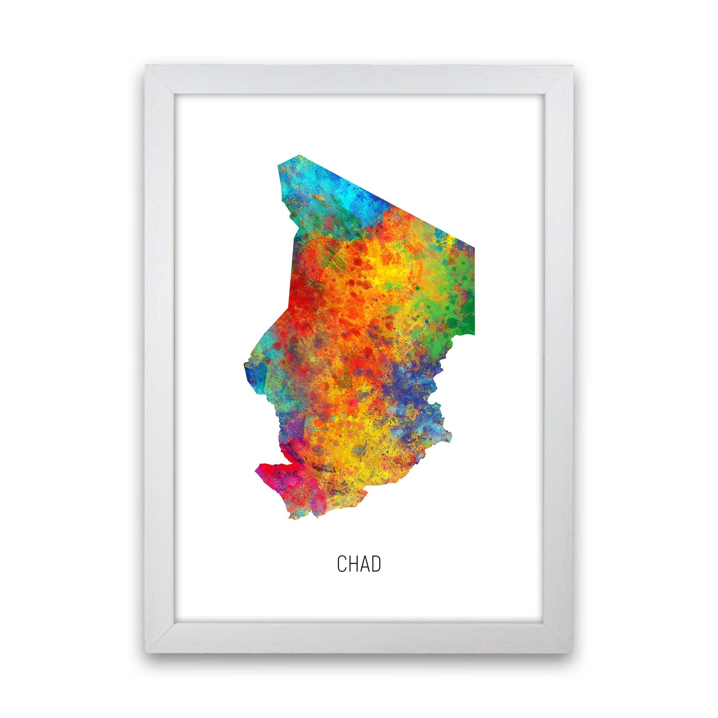 Chad Watercolour Map Art Print by Michael Tompsett White Grain