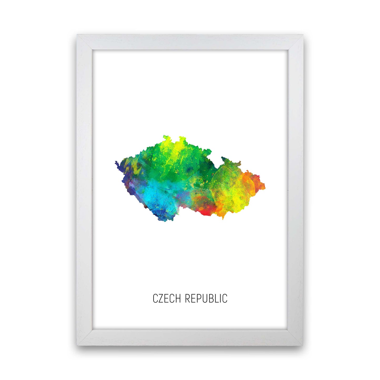 Czech Republic Watercolour Map Art Print by Michael Tompsett White Grain