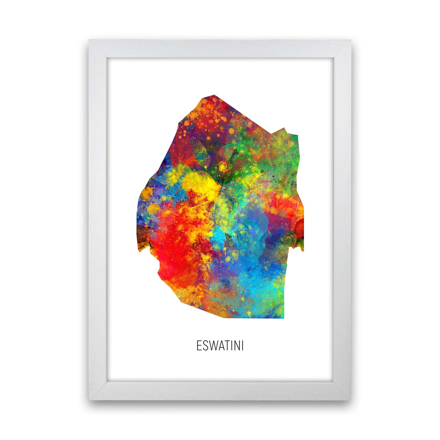 Eswatini Watercolour Map Art Print by Michael Tompsett White Grain