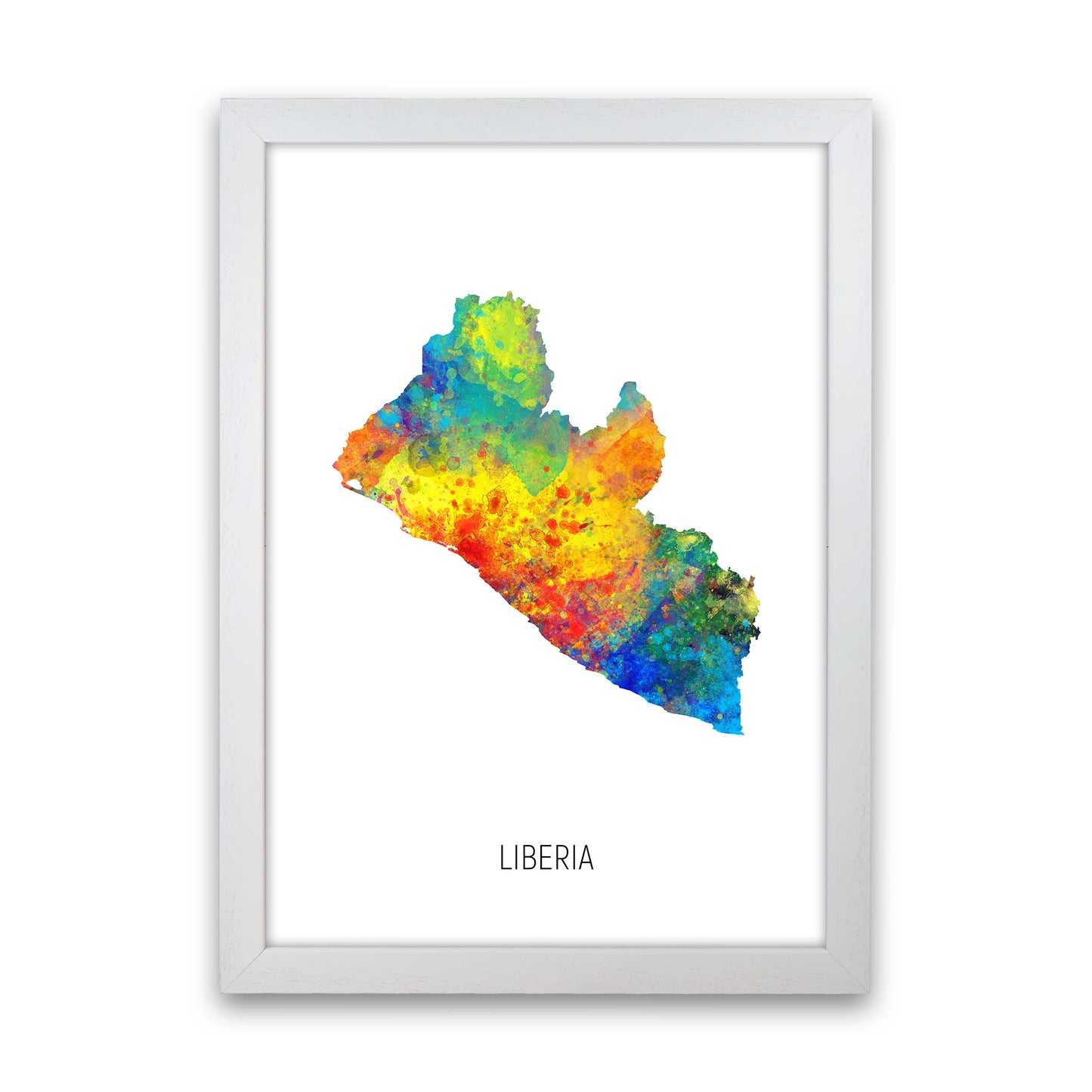 Liberia Watercolour Map Art Print by Michael Tompsett White Grain