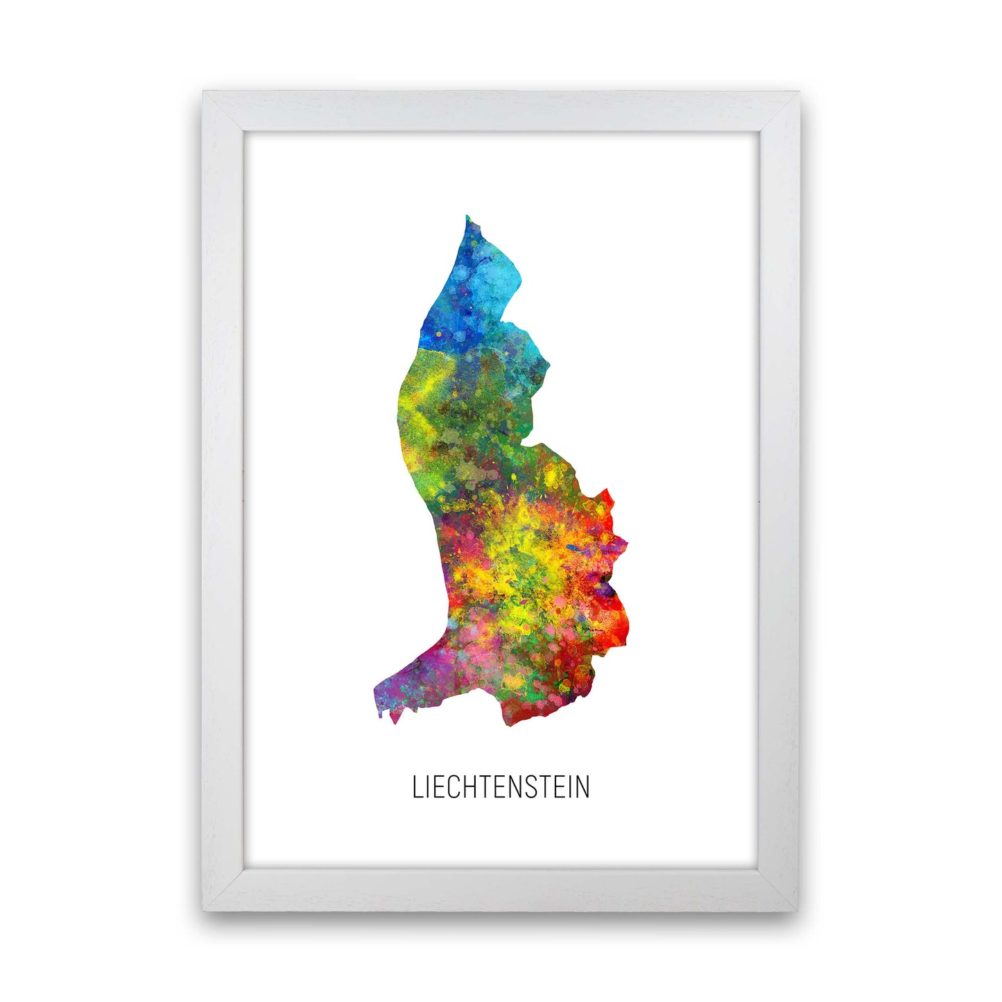 Liechtenstein Watercolour Map Art Print by Michael Tompsett White Grain