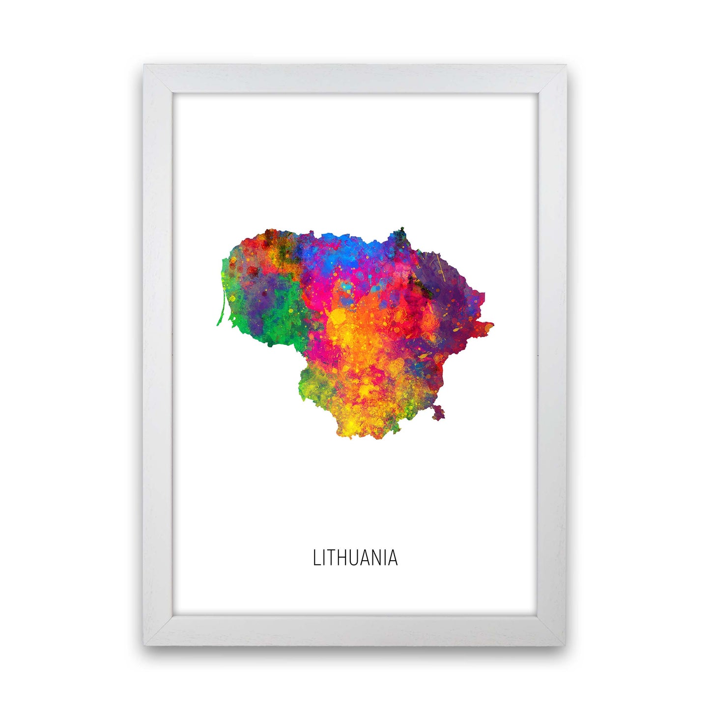Lithuania Watercolour Map Art Print by Michael Tompsett White Grain