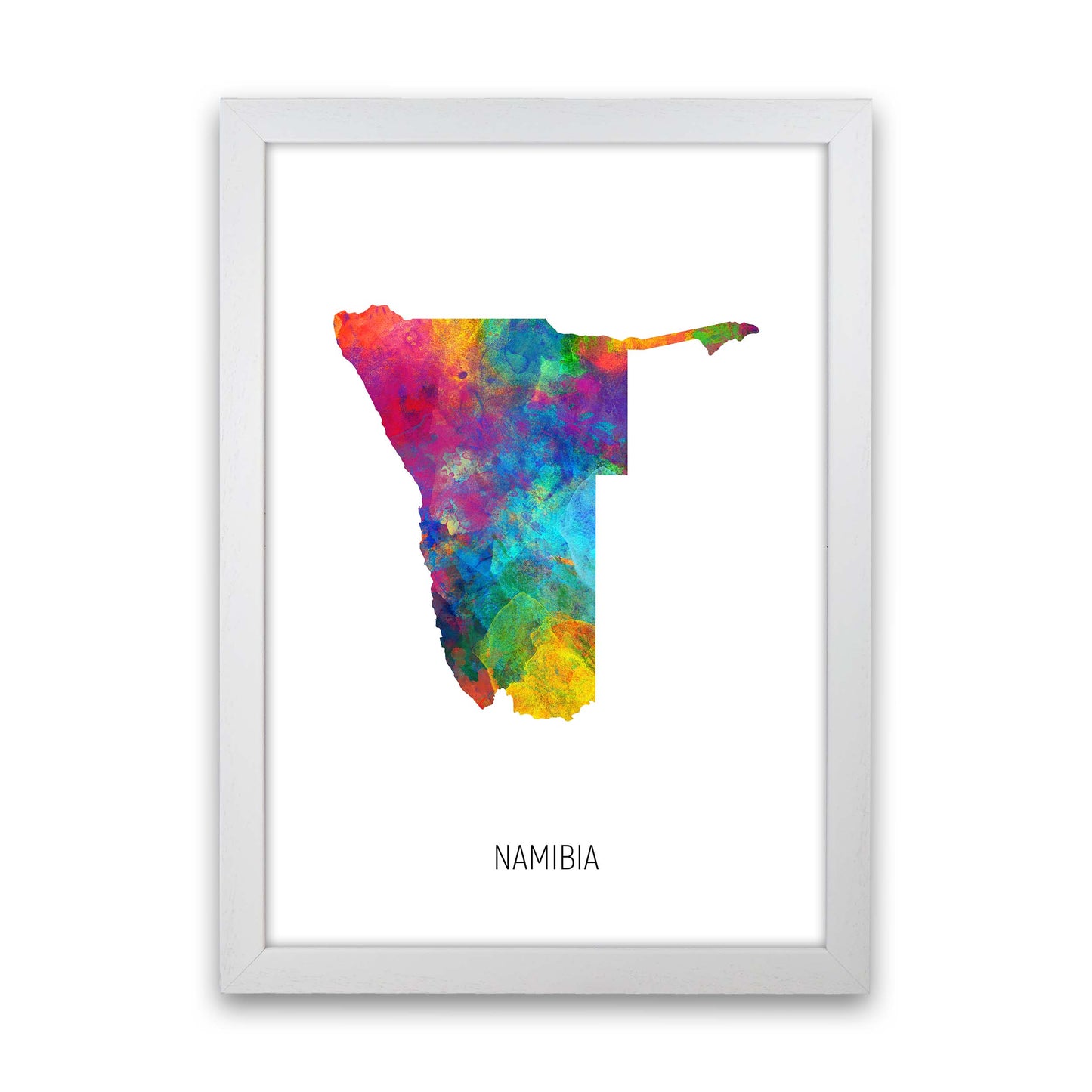 Namibia Watercolour Map Art Print by Michael Tompsett White Grain