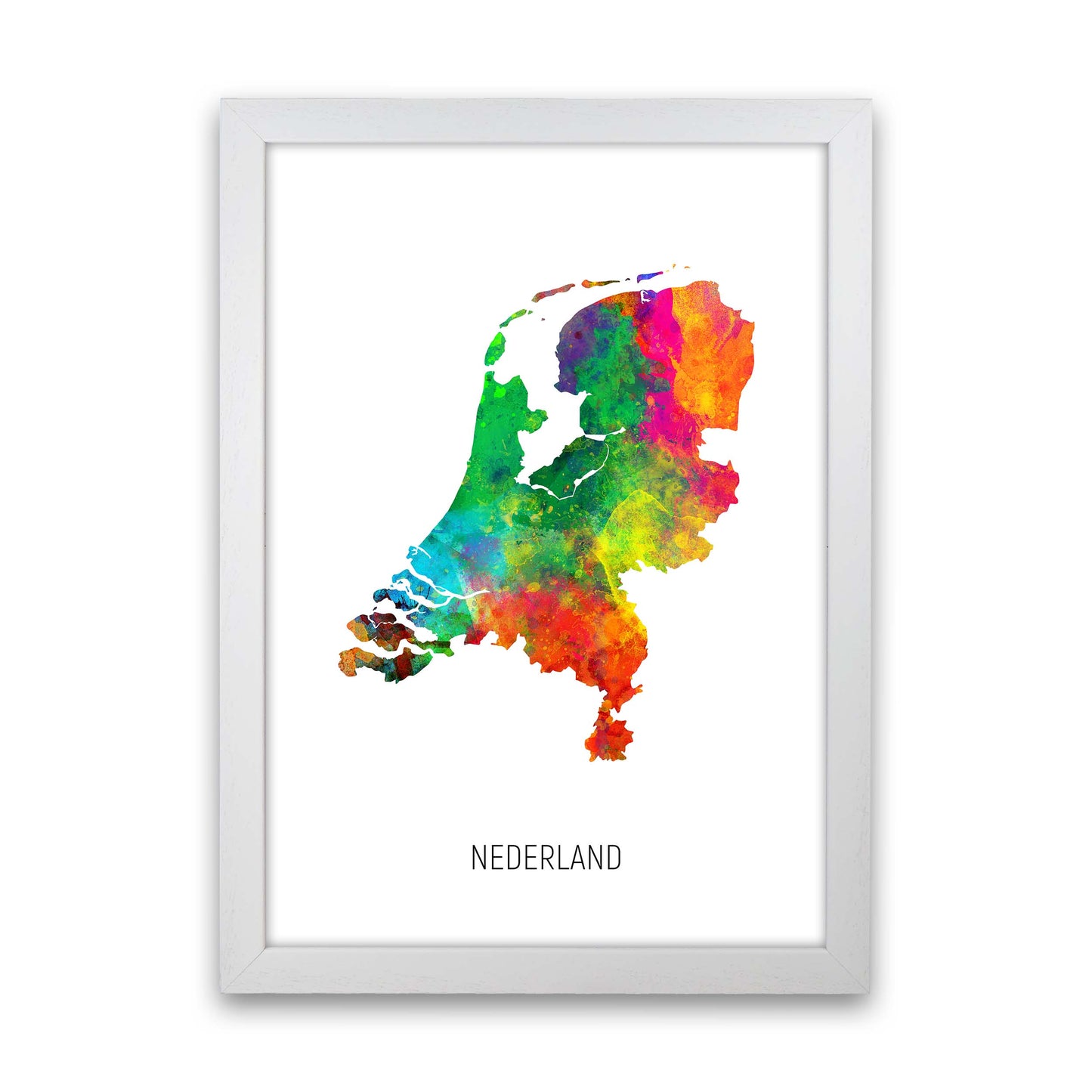 Nederland Watercolour Map Art Print by Michael Tompsett White Grain