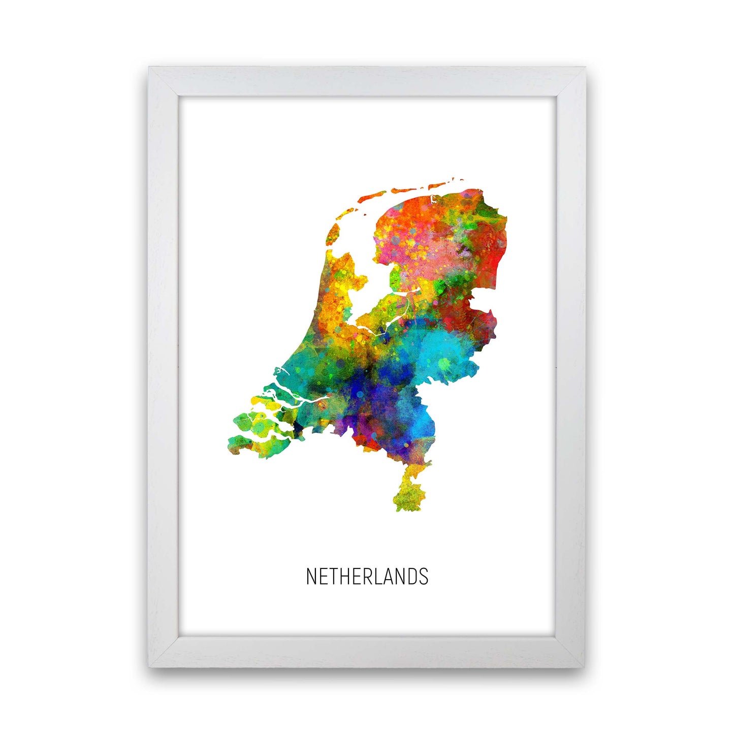 Netherlands Watercolour Map Art Print by Michael Tompsett White Grain