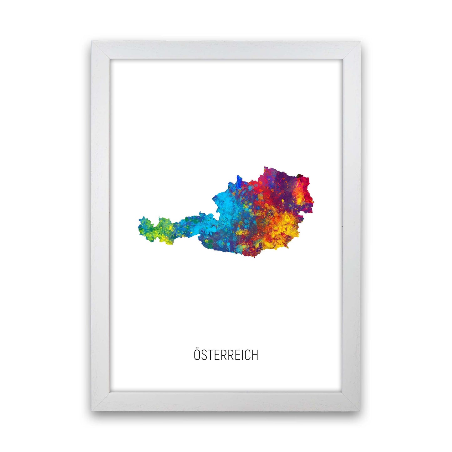 Osterreich Watercolour Map Art Print by Michael Tompsett White Grain