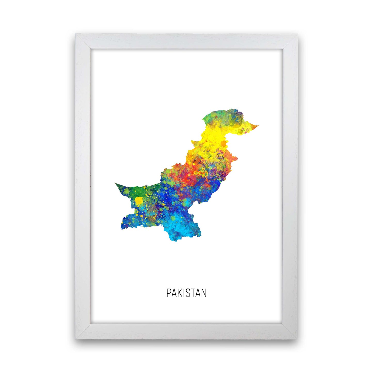 Pakistan Watercolour Map Art Print by Michael Tompsett White Grain