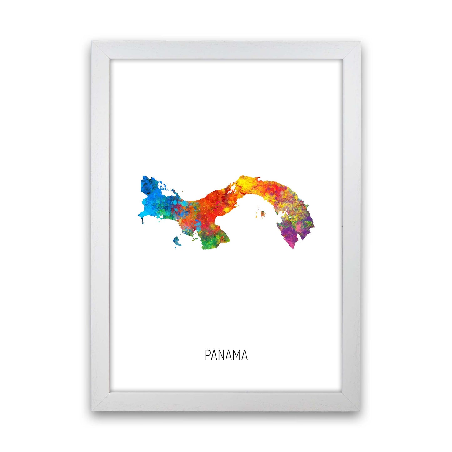 Panama Watercolour Map Art Print by Michael Tompsett White Grain