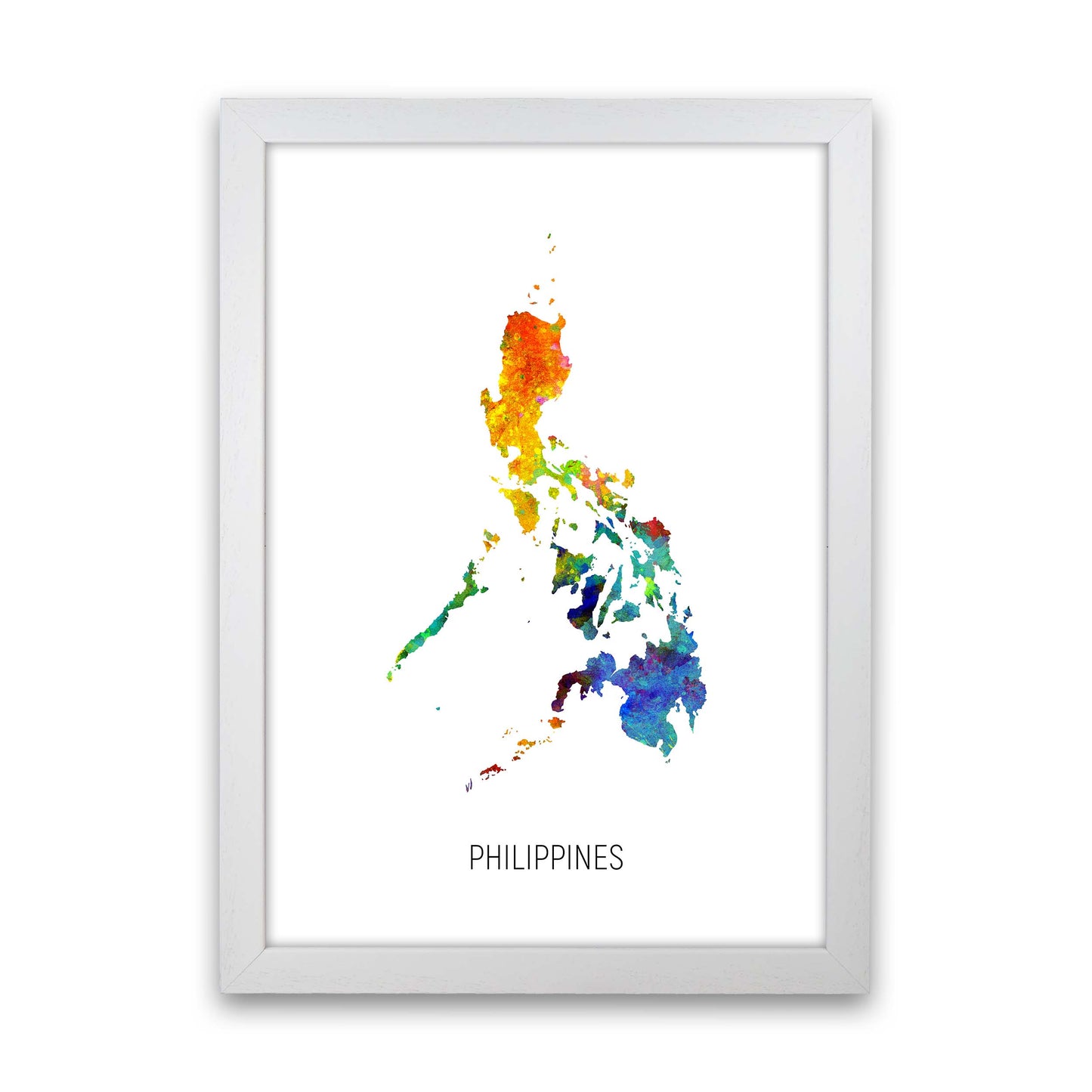 Philippines Watercolour Map Art Print by Michael Tompsett White Grain