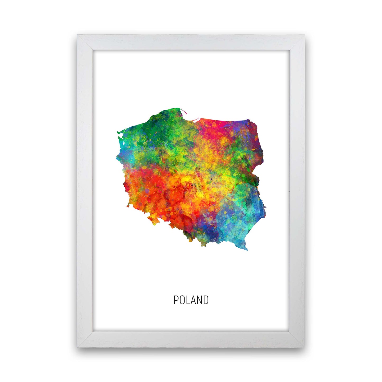Poland Watercolour Map Art Print by Michael Tompsett White Grain