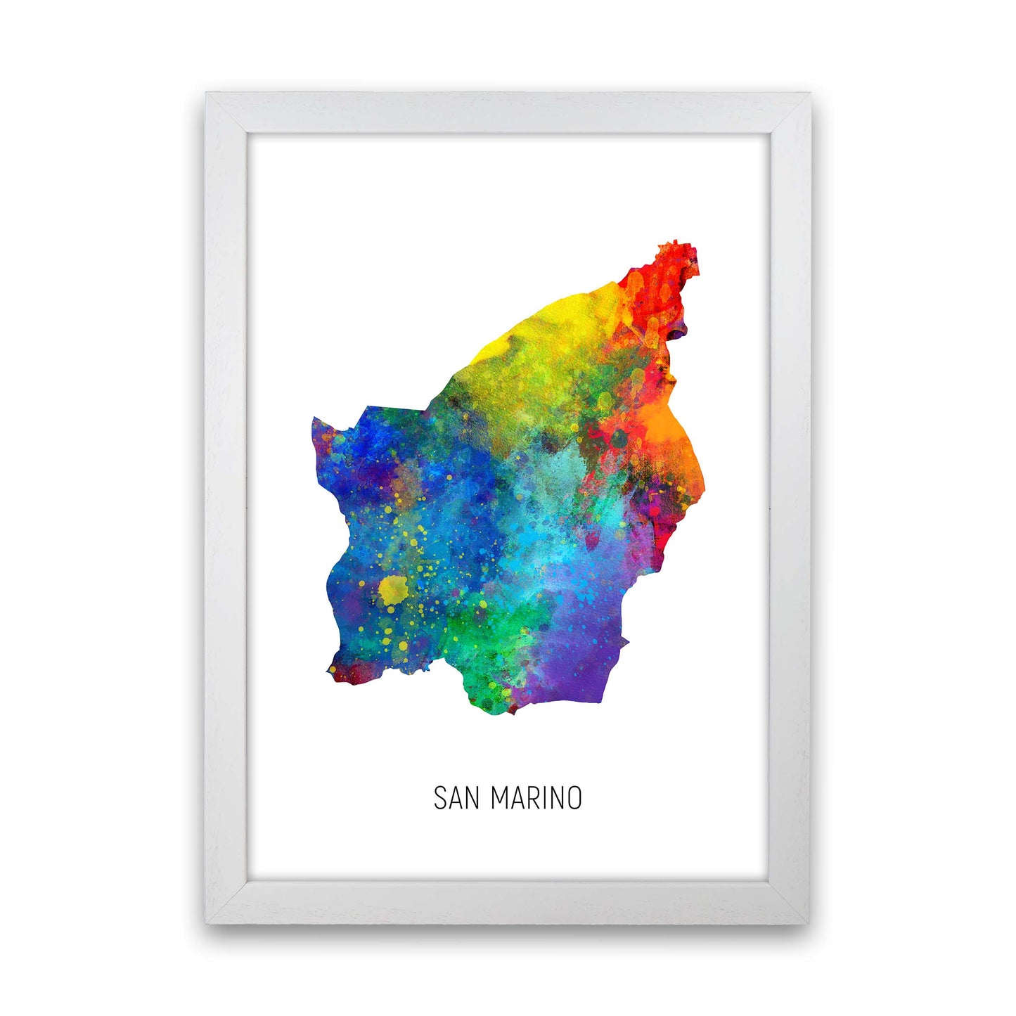 San Marino Watercolour Map Art Print by Michael Tompsett White Grain