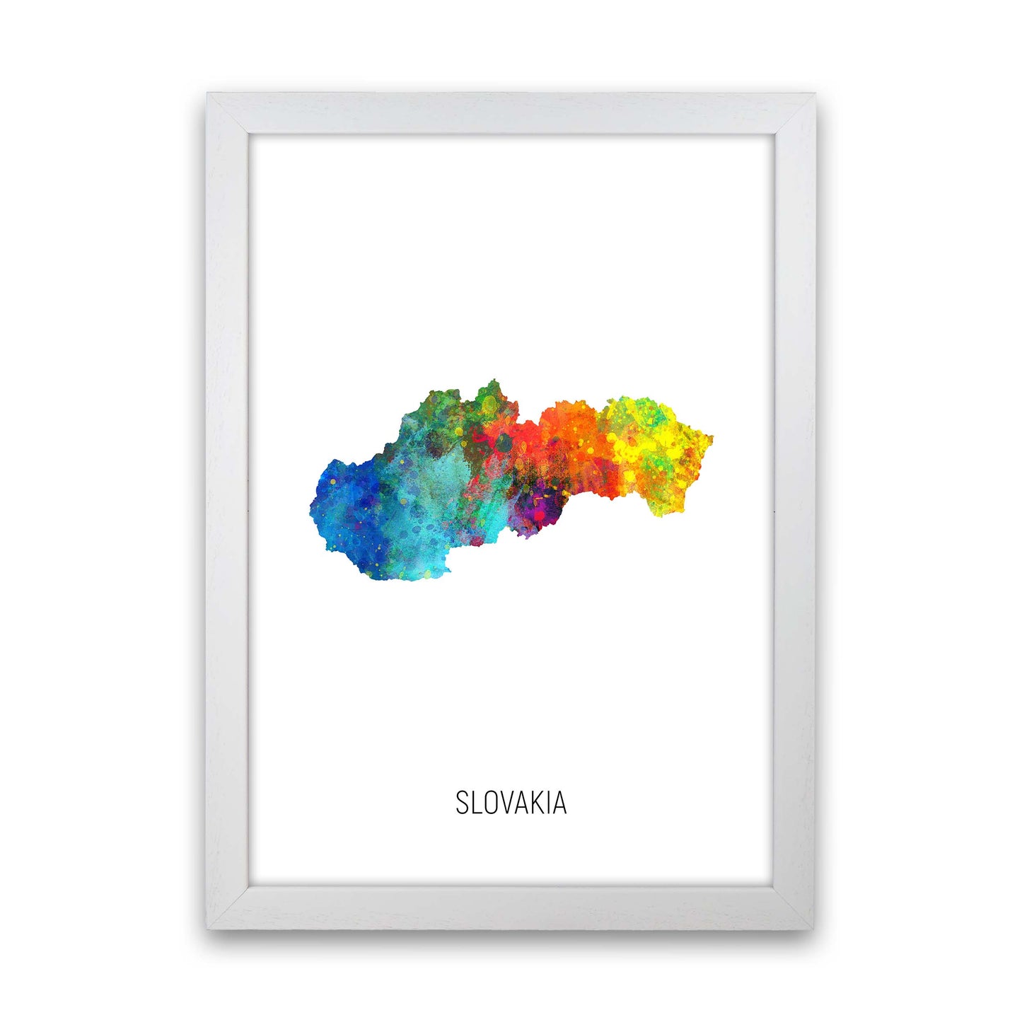 Slovakia Watercolour Map Art Print by Michael Tompsett White Grain