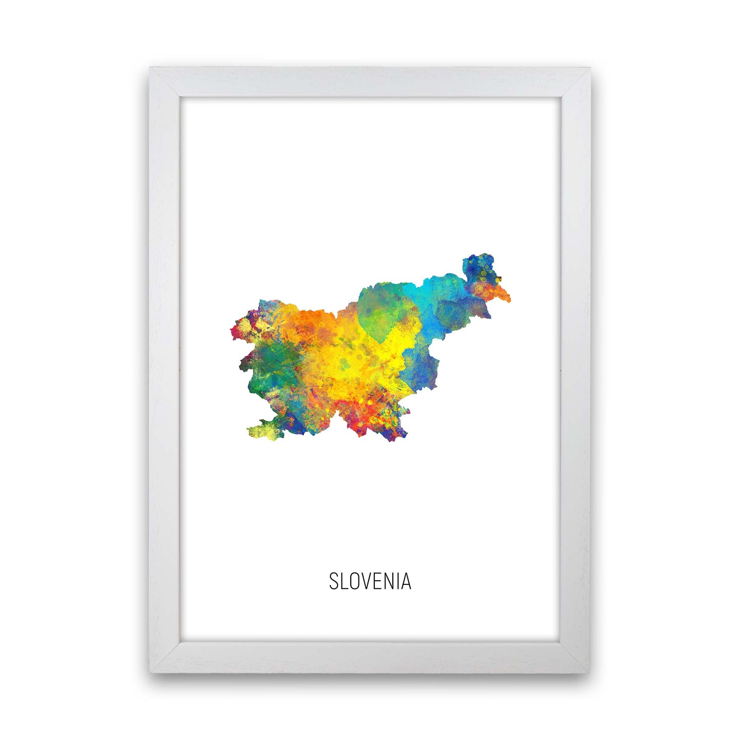 Slovenia Watercolour Map Art Print by Michael Tompsett White Grain