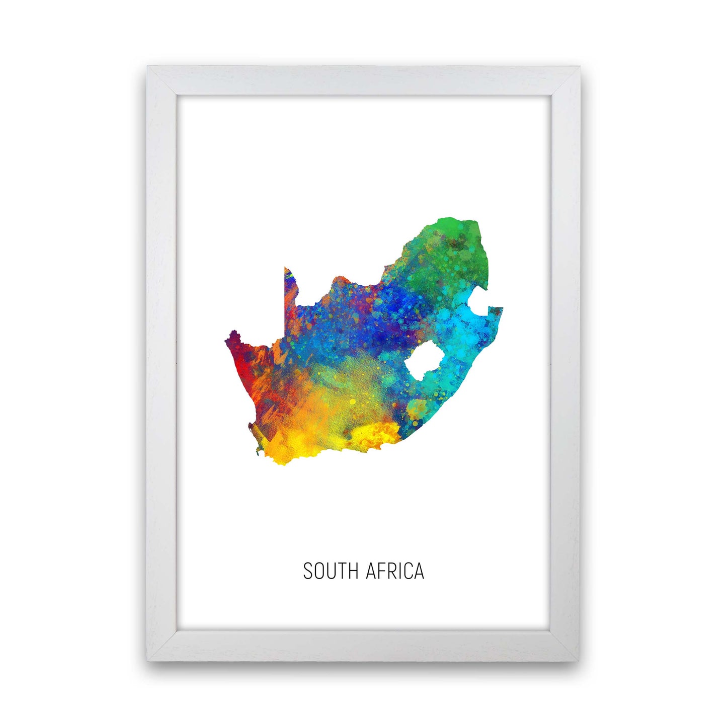 South Africa Watercolour Map Art Print by Michael Tompsett White Grain