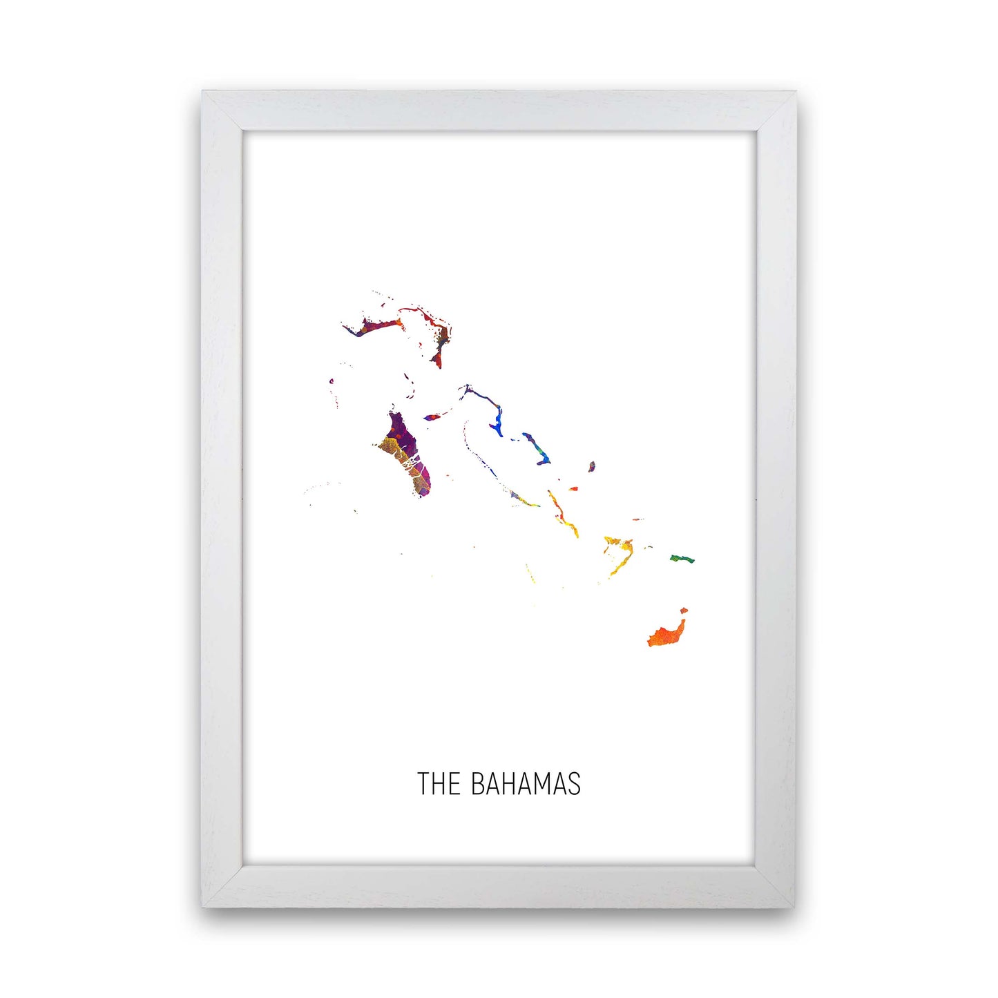 The Bahamas Watercolour Map Art Print by Michael Tompsett White Grain