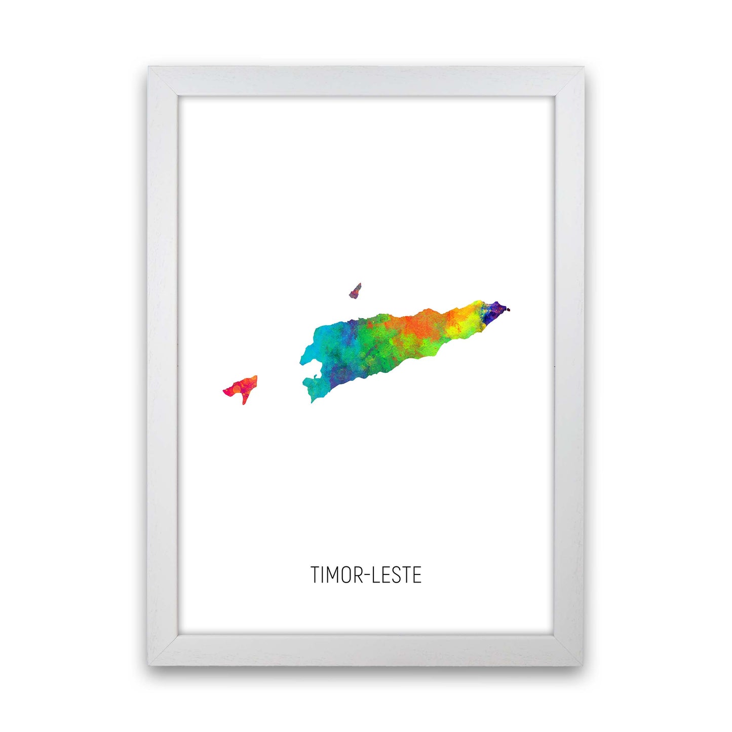 Timor-Leste Watercolour Map Art Print by Michael Tompsett White Grain