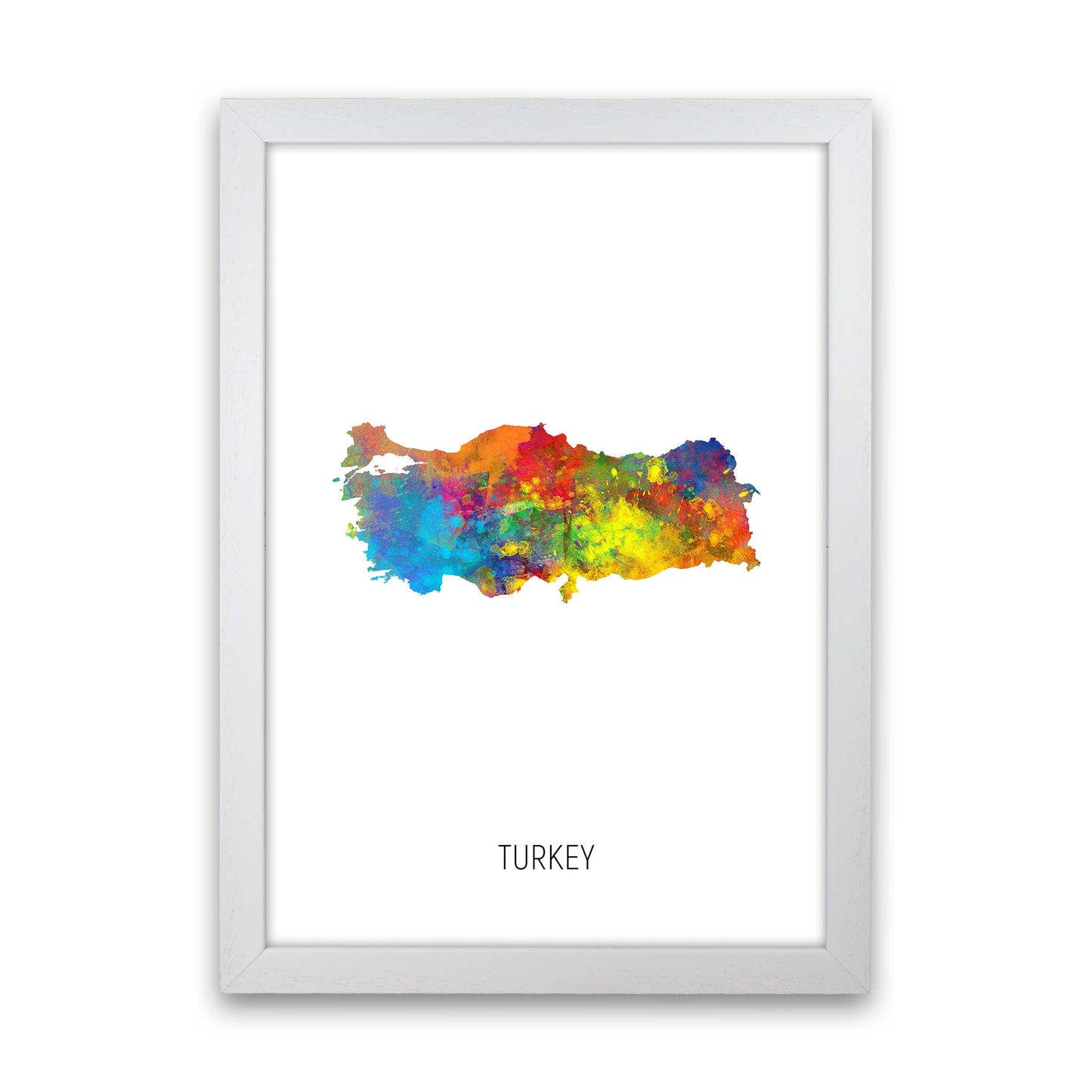 Turkey Watercolour Map Art Print by Michael Tompsett White Grain