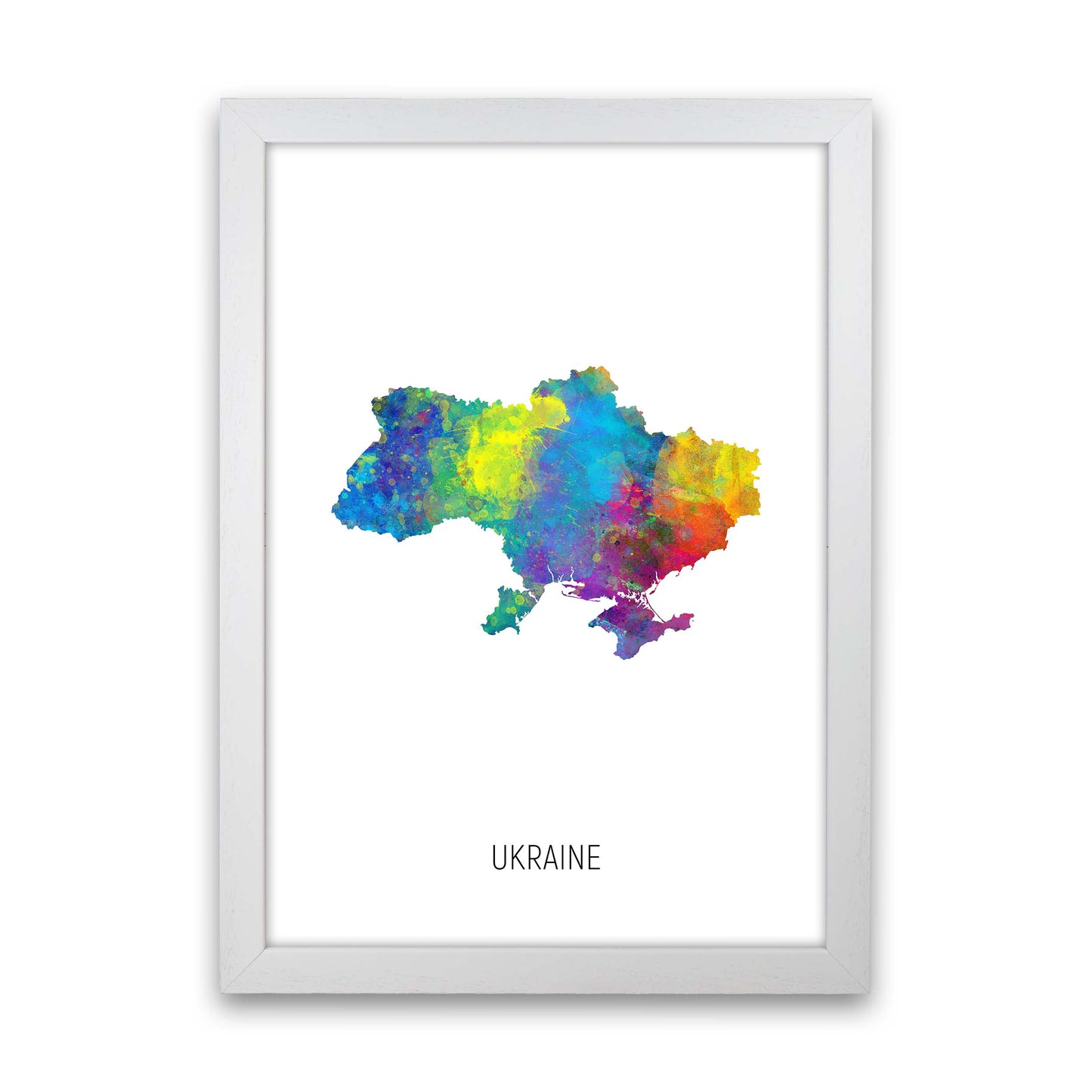 Ukraine Watercolour Map Art Print by Michael Tompsett White Grain