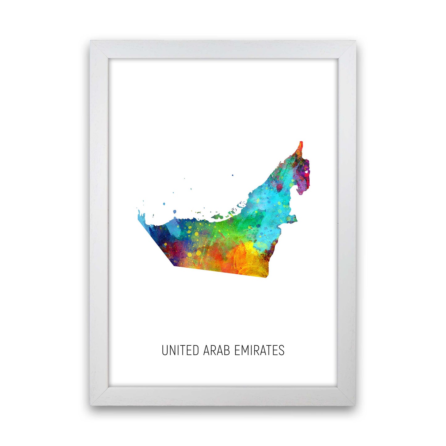 United Arab Emirates Watercolour Map by Michael Tompsett White Grain
