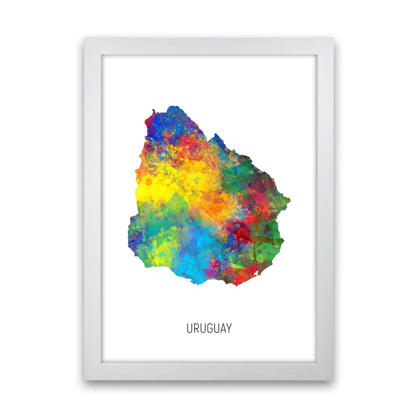 Uruguay Watercolour Map Art Print by Michael Tompsett White Grain