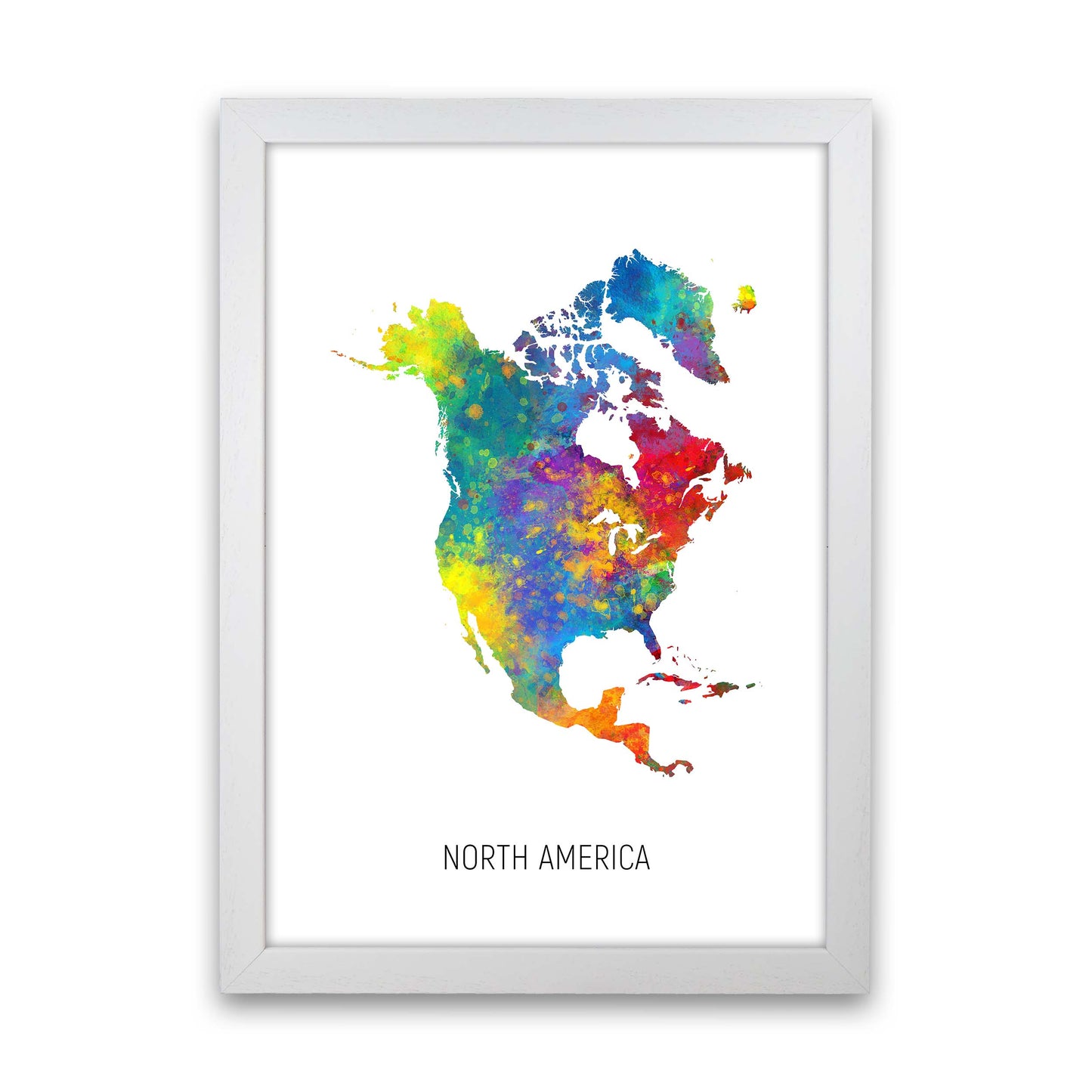 North America Watercolour Map Art Print by Michael Tompsett White Grain