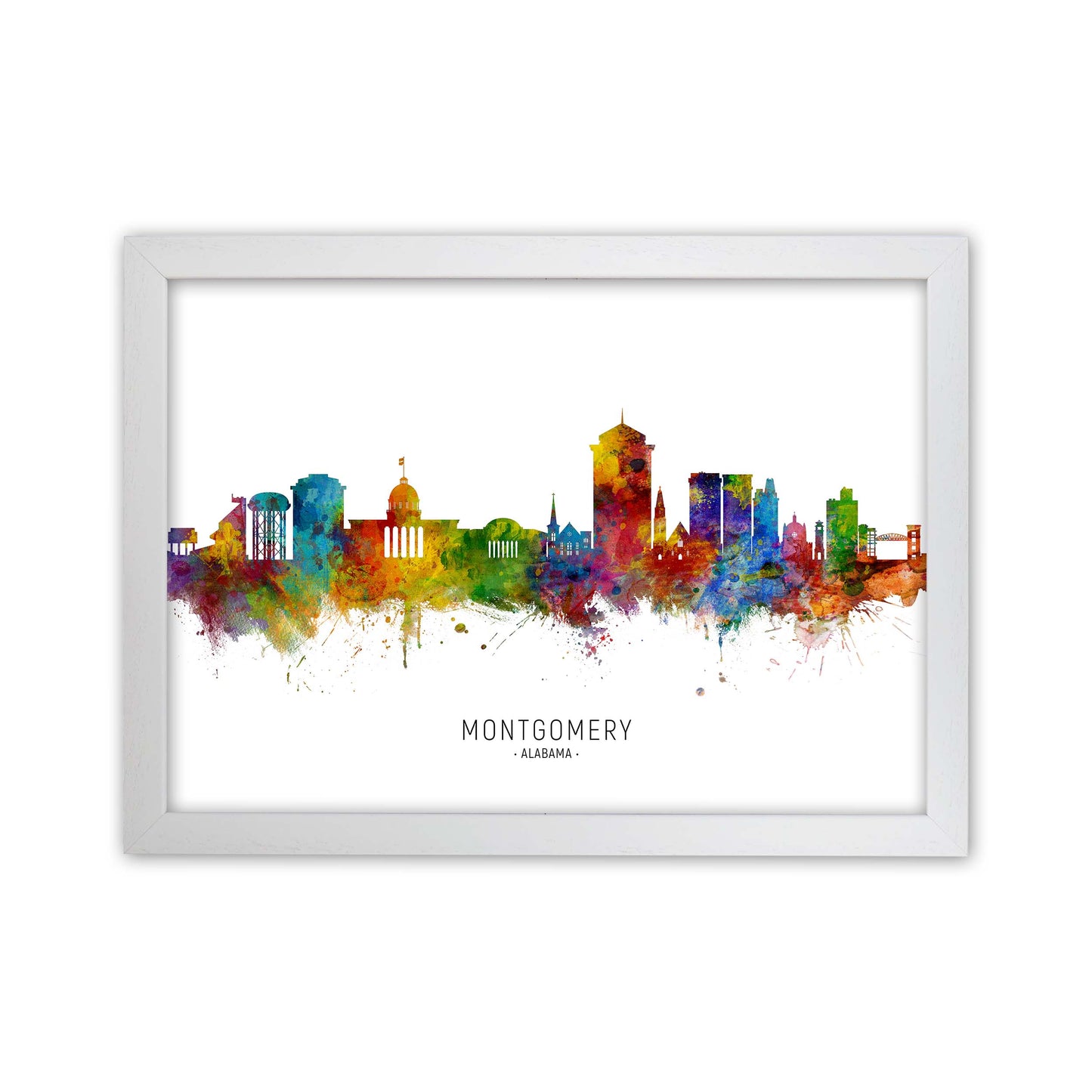 Montgomery Alabama Skyline Art Print by Michael Tompsett White Grain