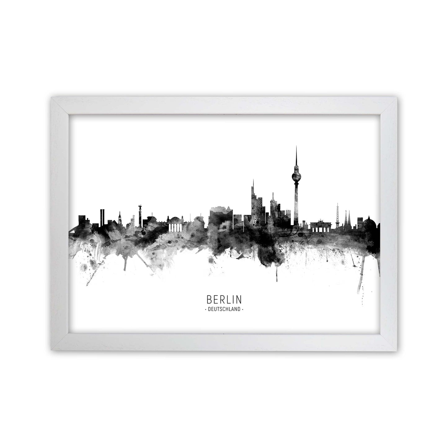Berlin Germany Skyline Black White City Name by Michael Tompsett White Grain