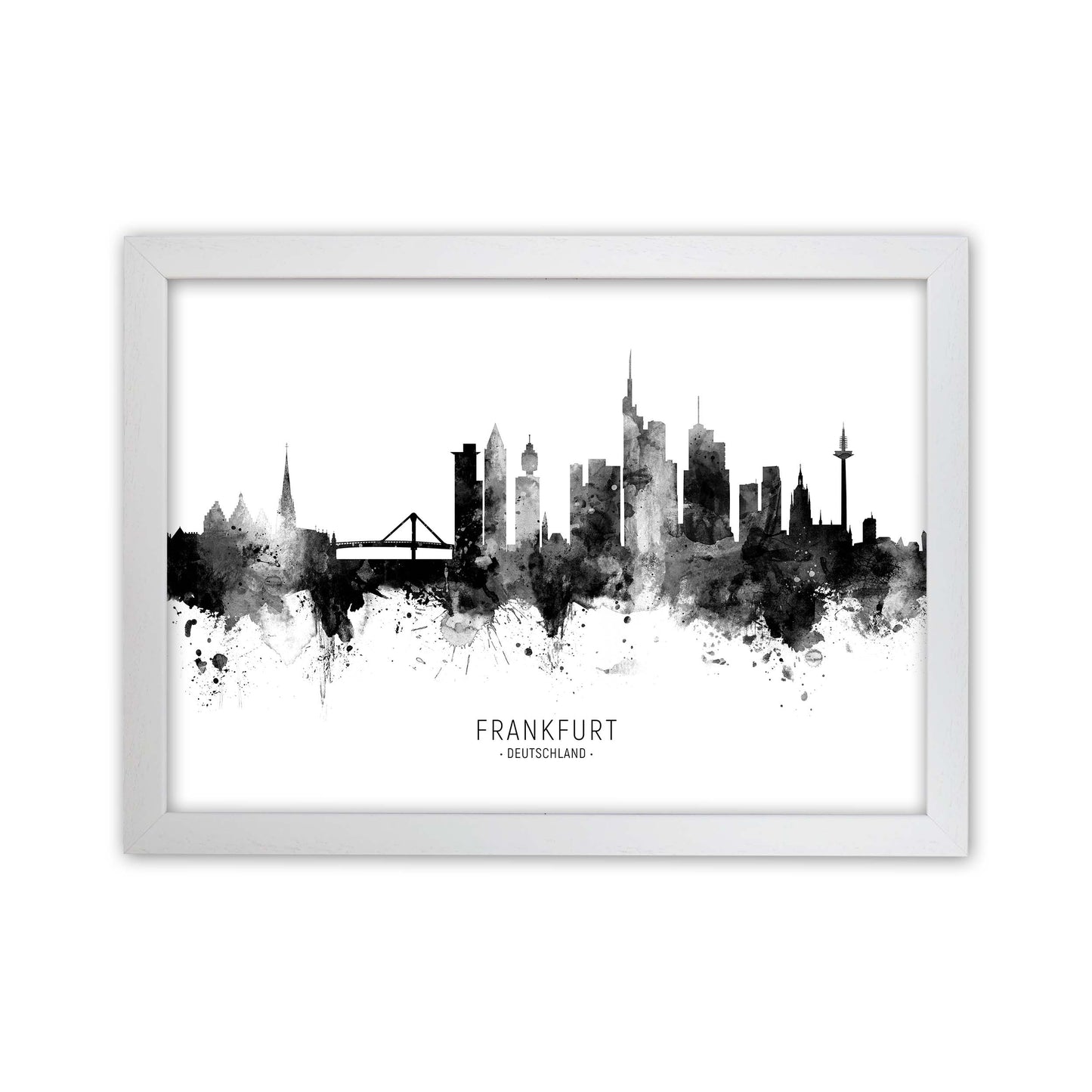 Frankfurt Germany Skyline Black White City Name by Michael Tompsett White Grain
