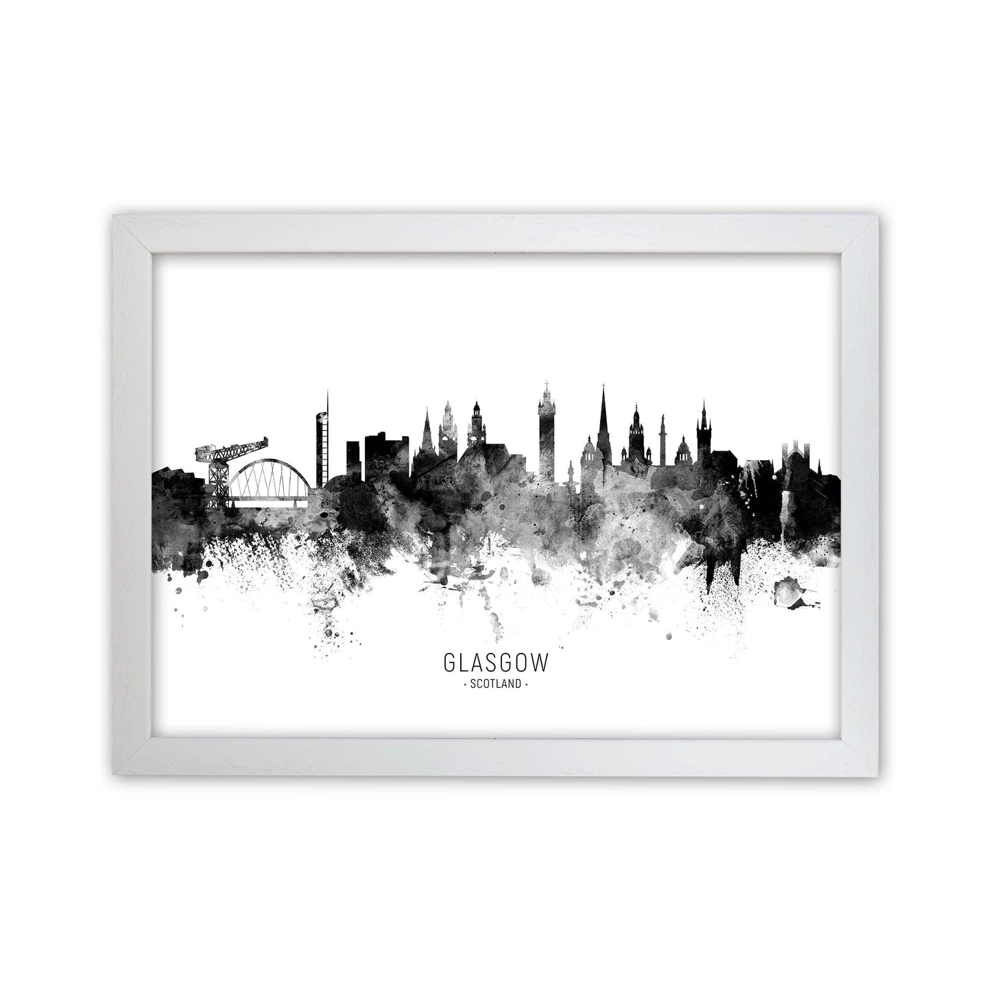 Glasgow Scotland Skyline Black White City Name by Michael Tompsett White Grain