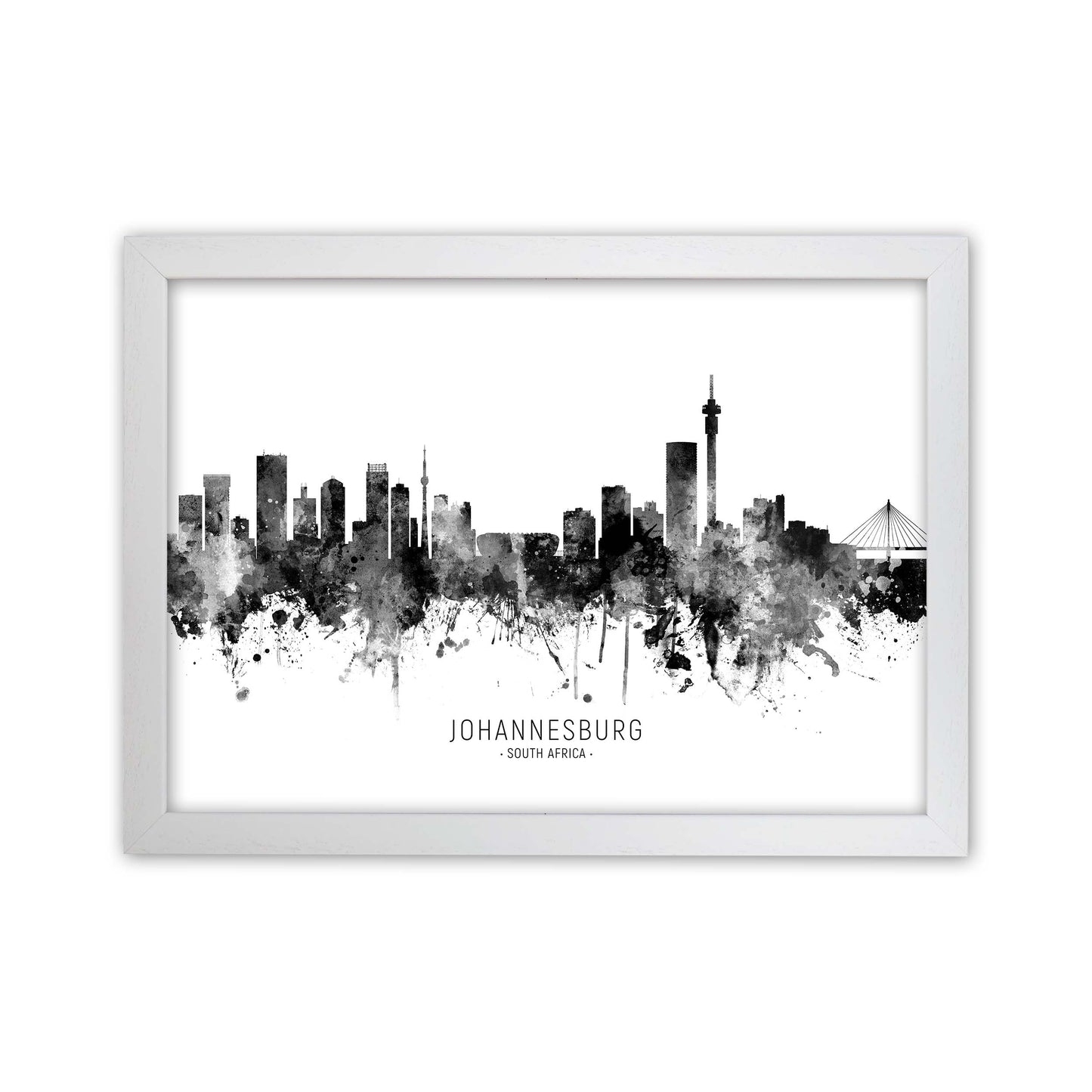 Johannesburg South Africa Skyline Black White City Name  by Michael Tompsett White Grain