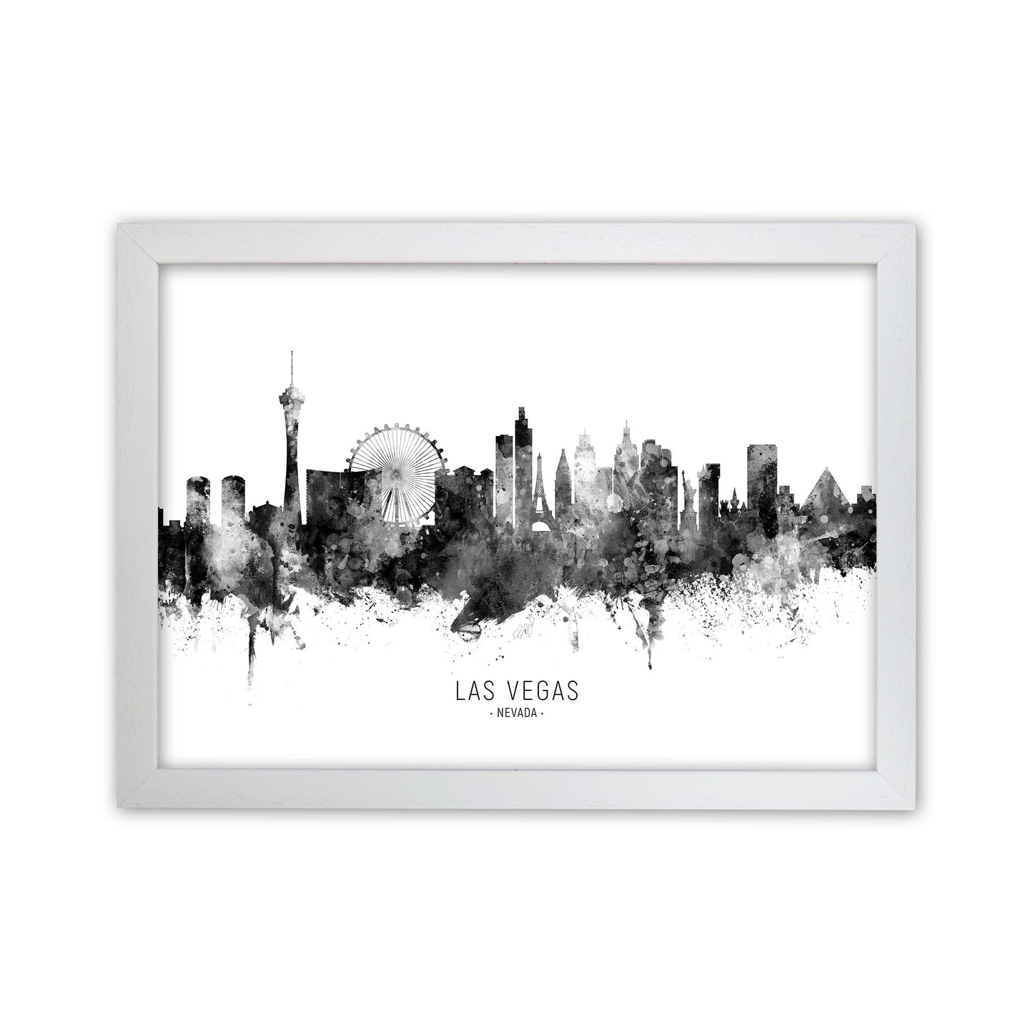 Las Vegas Nevada Skyline Black White City Name by Michael Tompsett White Grain