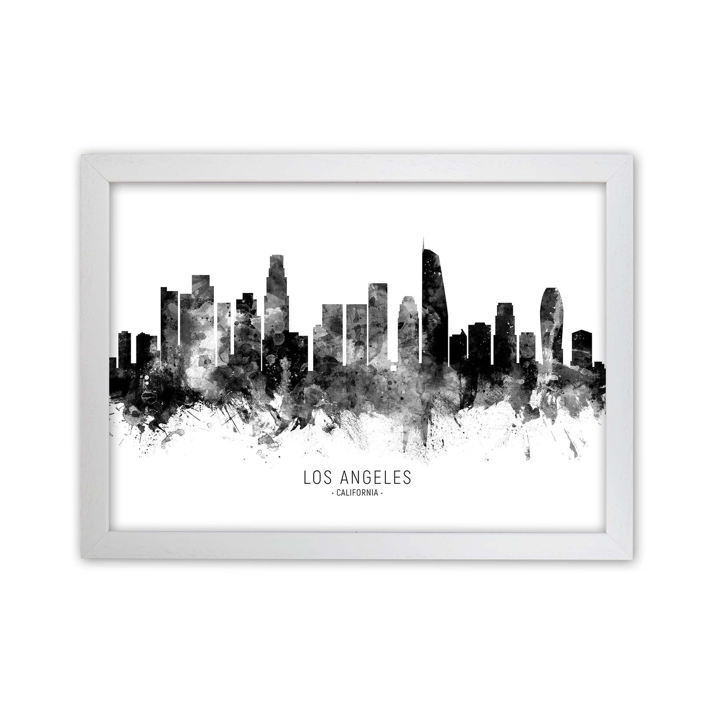 Los Angeles California Skyline Black White City Name by Michael Tompsett White Grain
