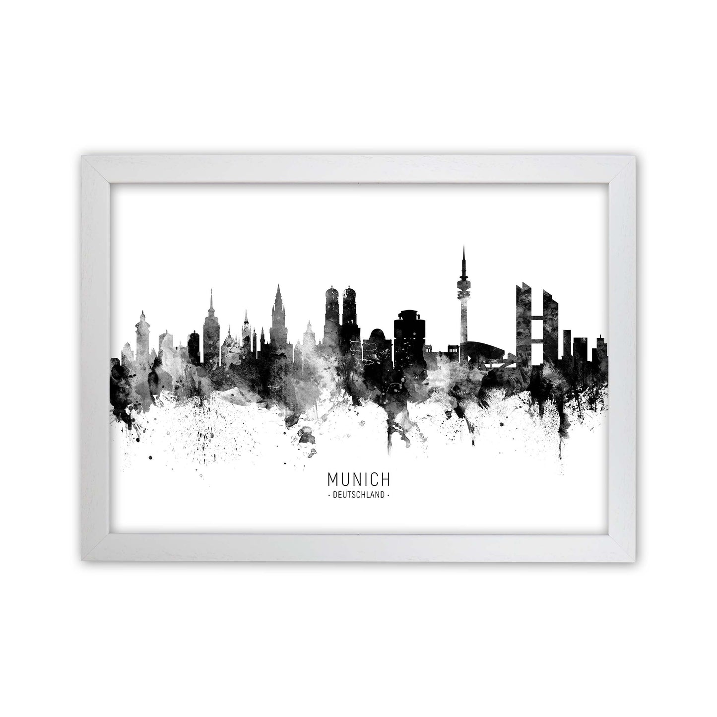 Munich Germany Skyline Black White City Name by Michael Tompsett White Grain