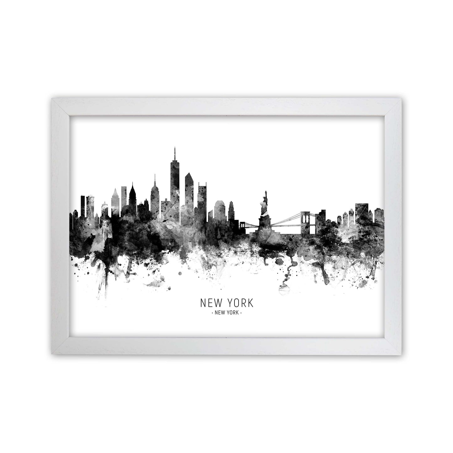 New York New York Skyline Black White City Name by Michael Tompsett White Grain