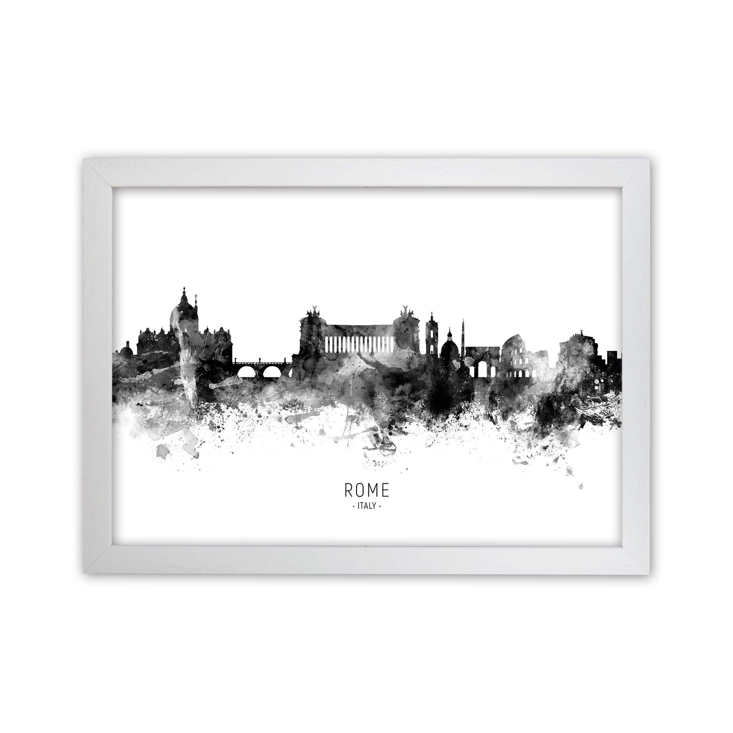 Rome Italy Skyline Black White City Name by Michael Tompsett White Grain
