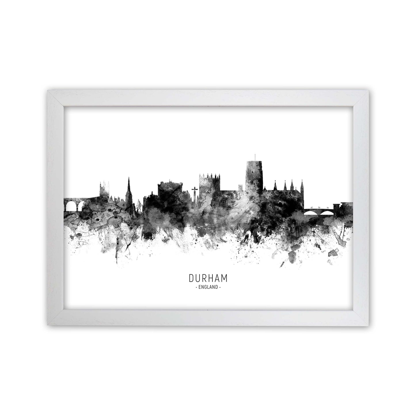 Durham England Skyline Black White City Name by Michael Tompsett White Grain