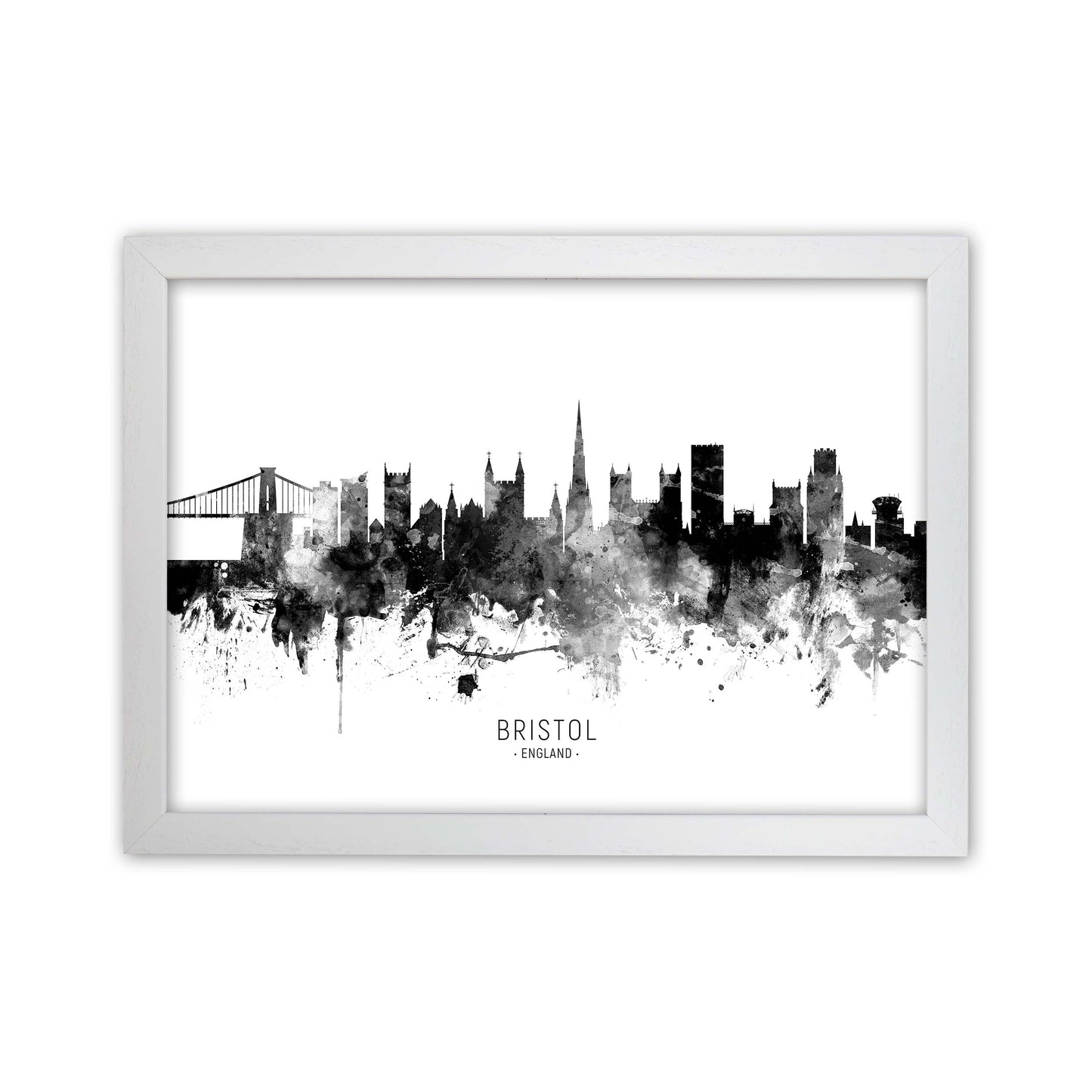 Bristol England Skyline Black White City Name by Michael Tompsett White Grain