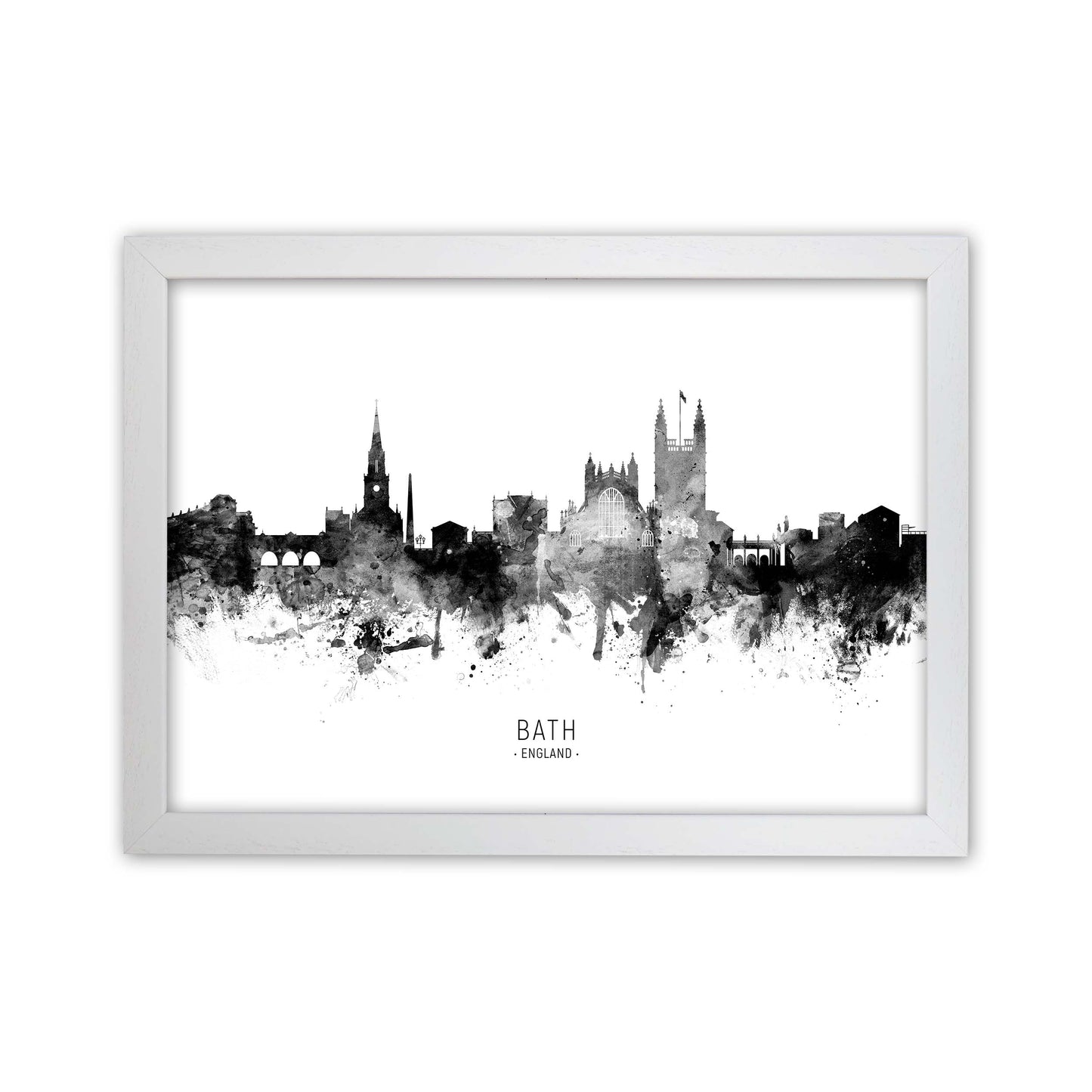 Bath England Skyline Black White City Name by Michael Tompsett White Grain