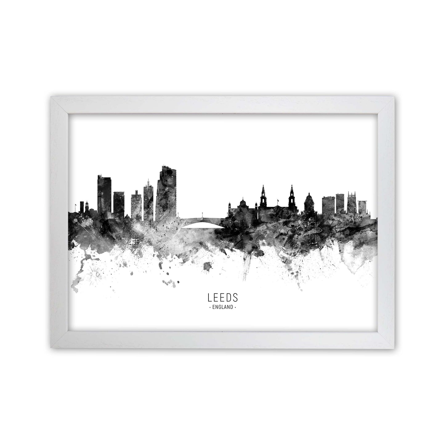 Leeds England Skyline Black White City Name by Michael Tompsett White Grain