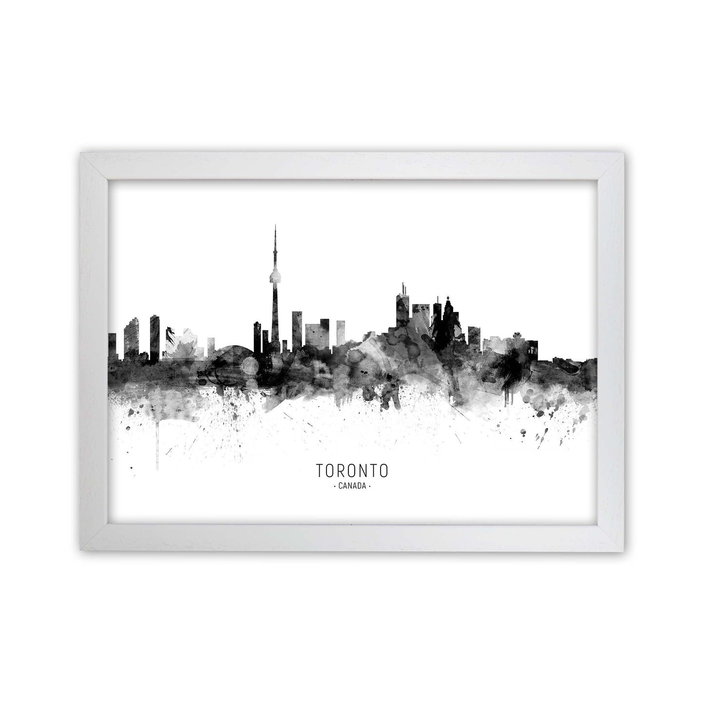 Toronto Canada Skyline Black White City Name by Michael Tompsett White Grain