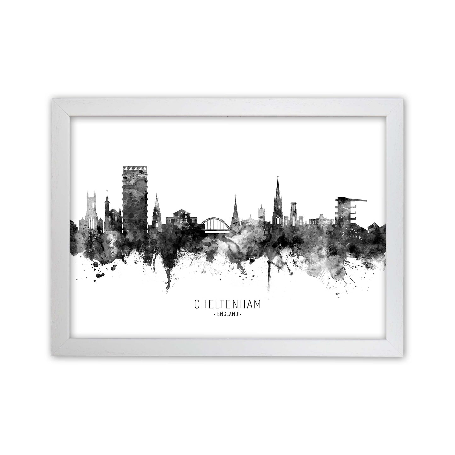 Cheltenham England Skyline Black White City Name by Michael Tompsett White Grain