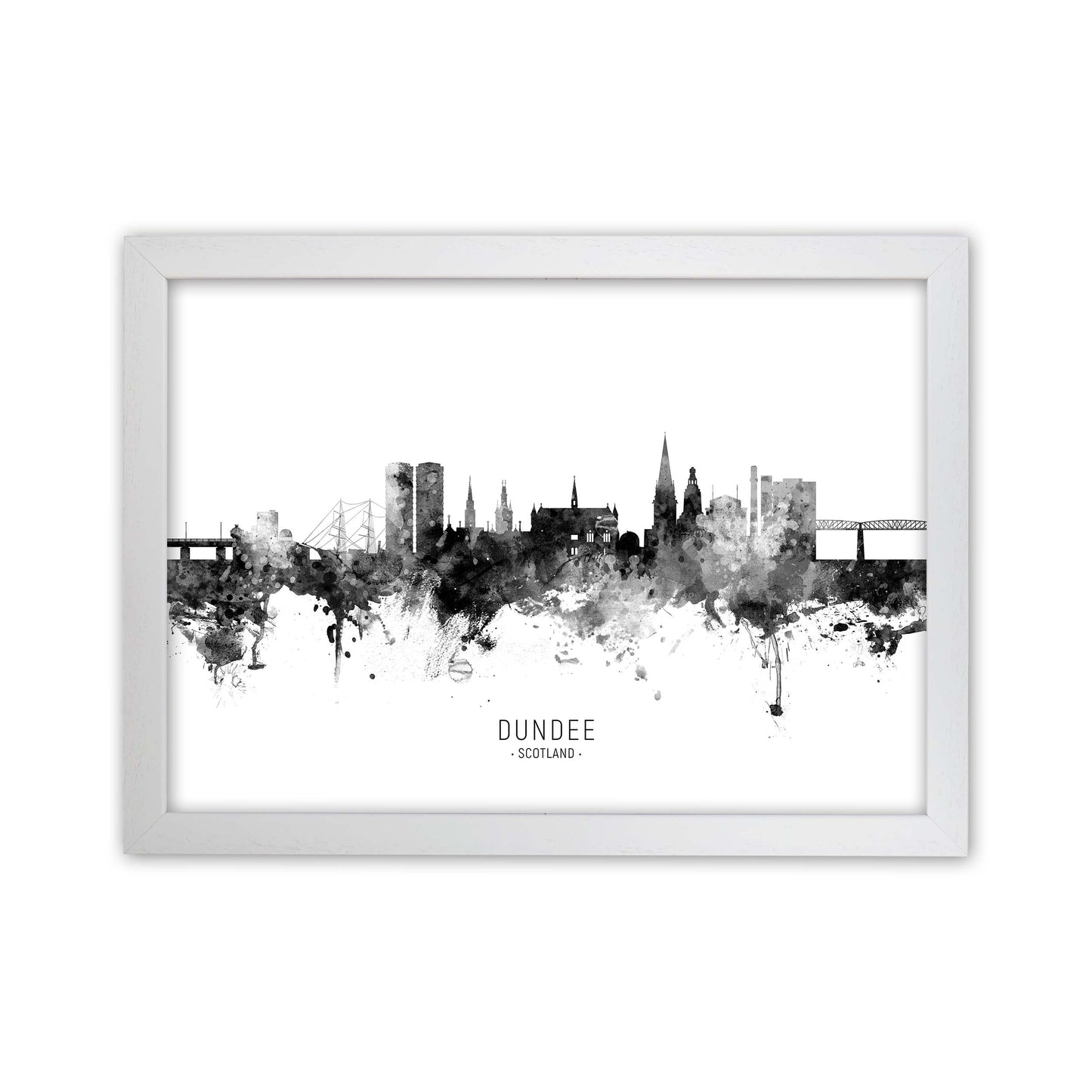 Dundee Scotland Skyline Black White City Name by Michael Tompsett White Grain